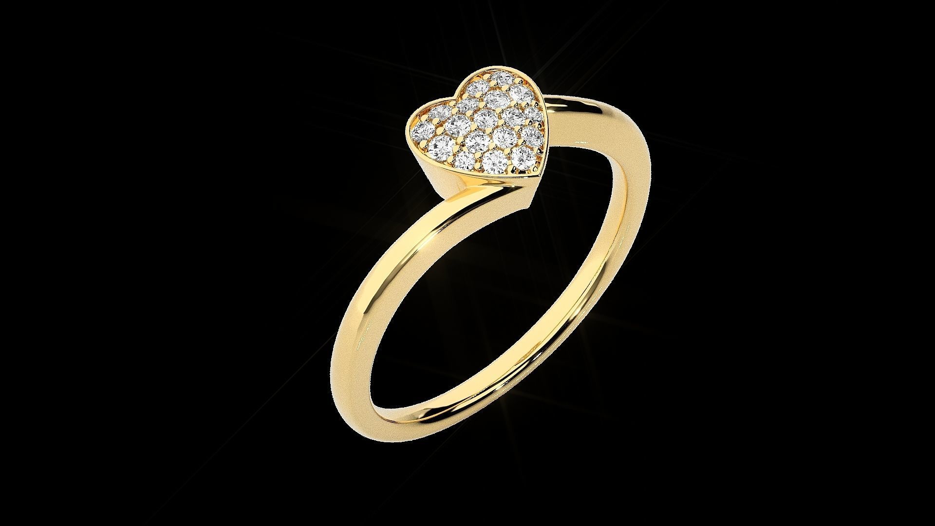 Heart Love Valentine Light wt diamond ring  in US RING SIZES 3D print model_19