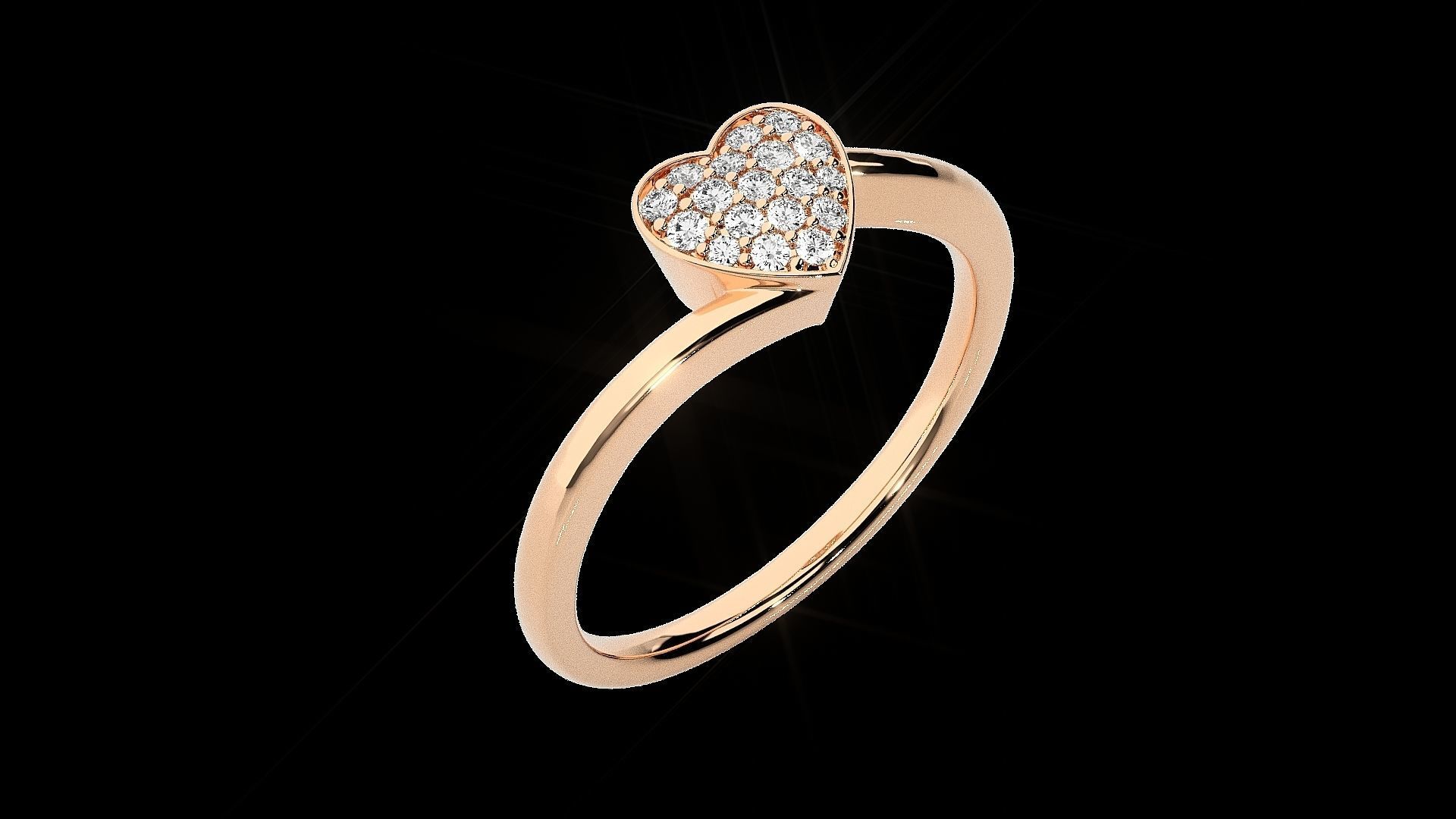 Heart Love Valentine Light wt diamond ring  in US RING SIZES 3D print model_7