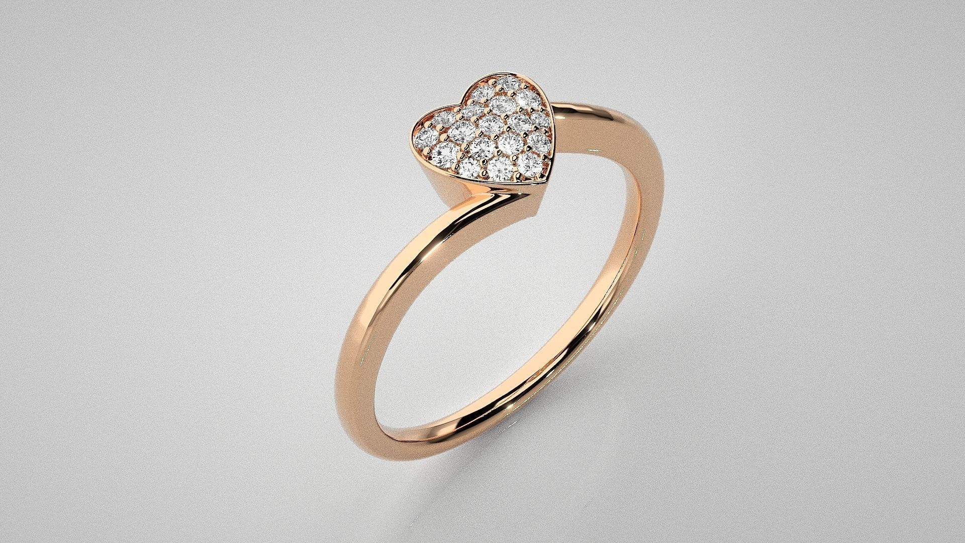 Heart Love Valentine Light wt diamond ring  in US RING SIZES 3D print model_4