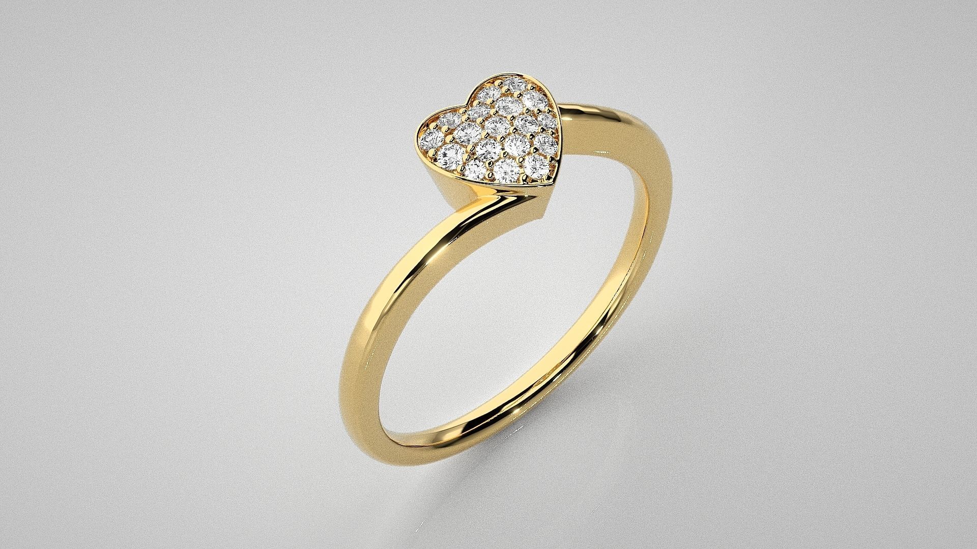 Heart Love Valentine Light wt diamond ring  in US RING SIZES 3D print model_16