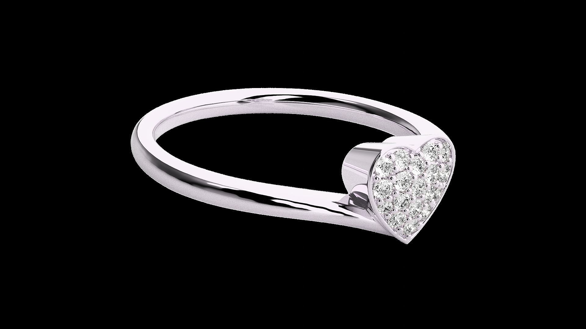 Heart Love Valentine Light wt diamond ring  in US RING SIZES 3D print model_12