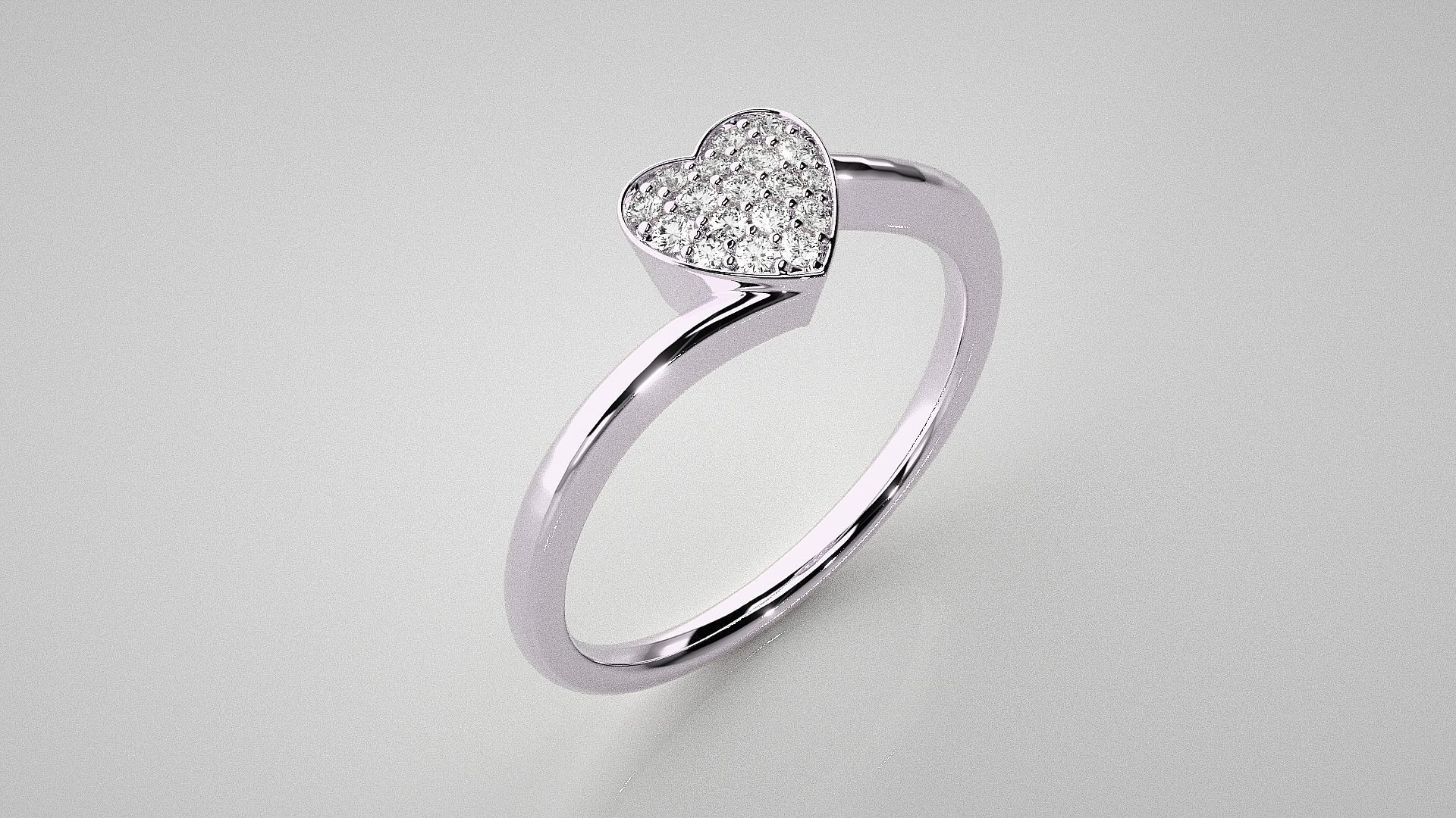 Heart Love Valentine Light wt diamond ring  in US RING SIZES 3D print model_10