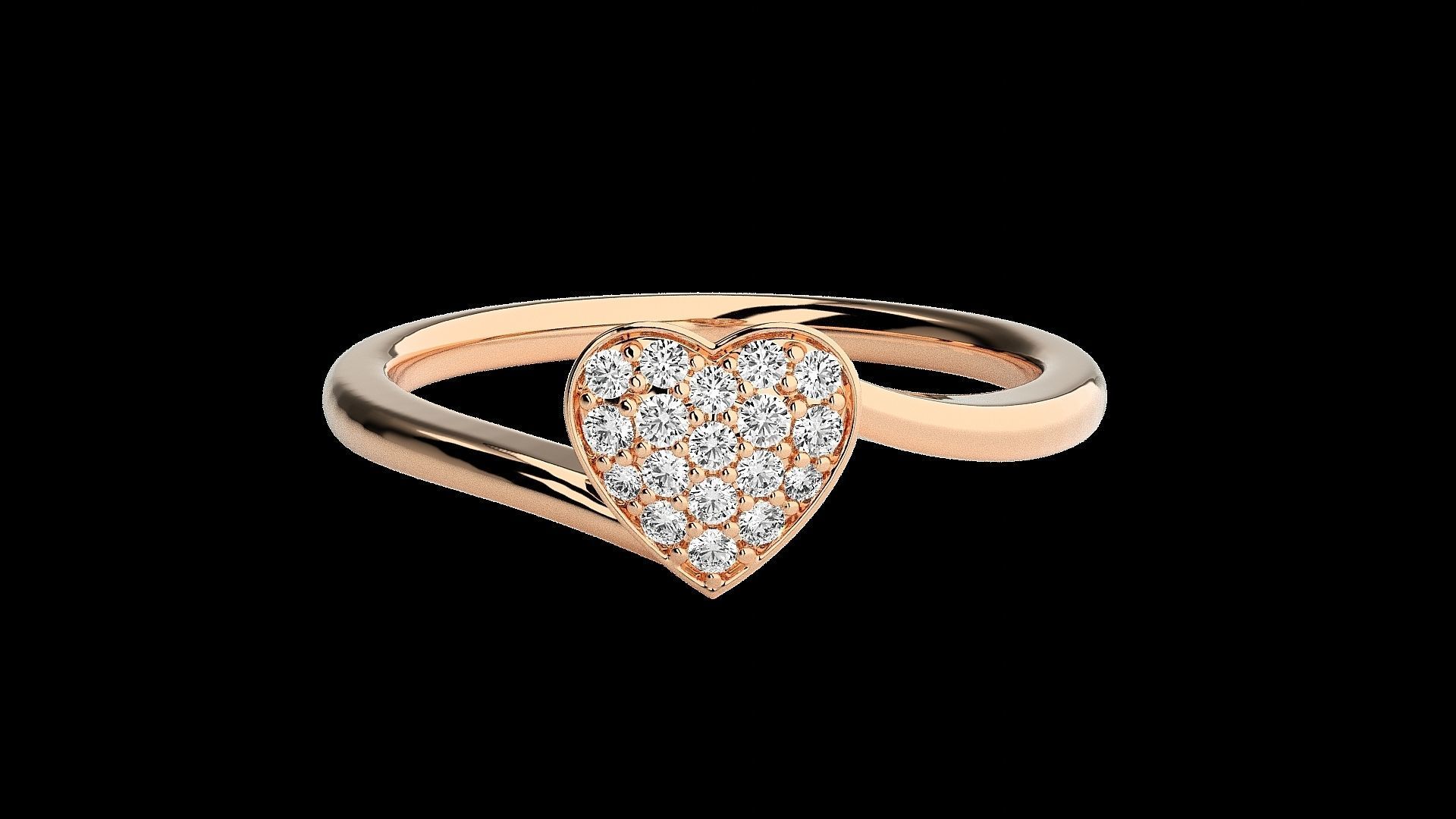 Heart Love Valentine Light wt diamond ring  in US RING SIZES 3D print model_5