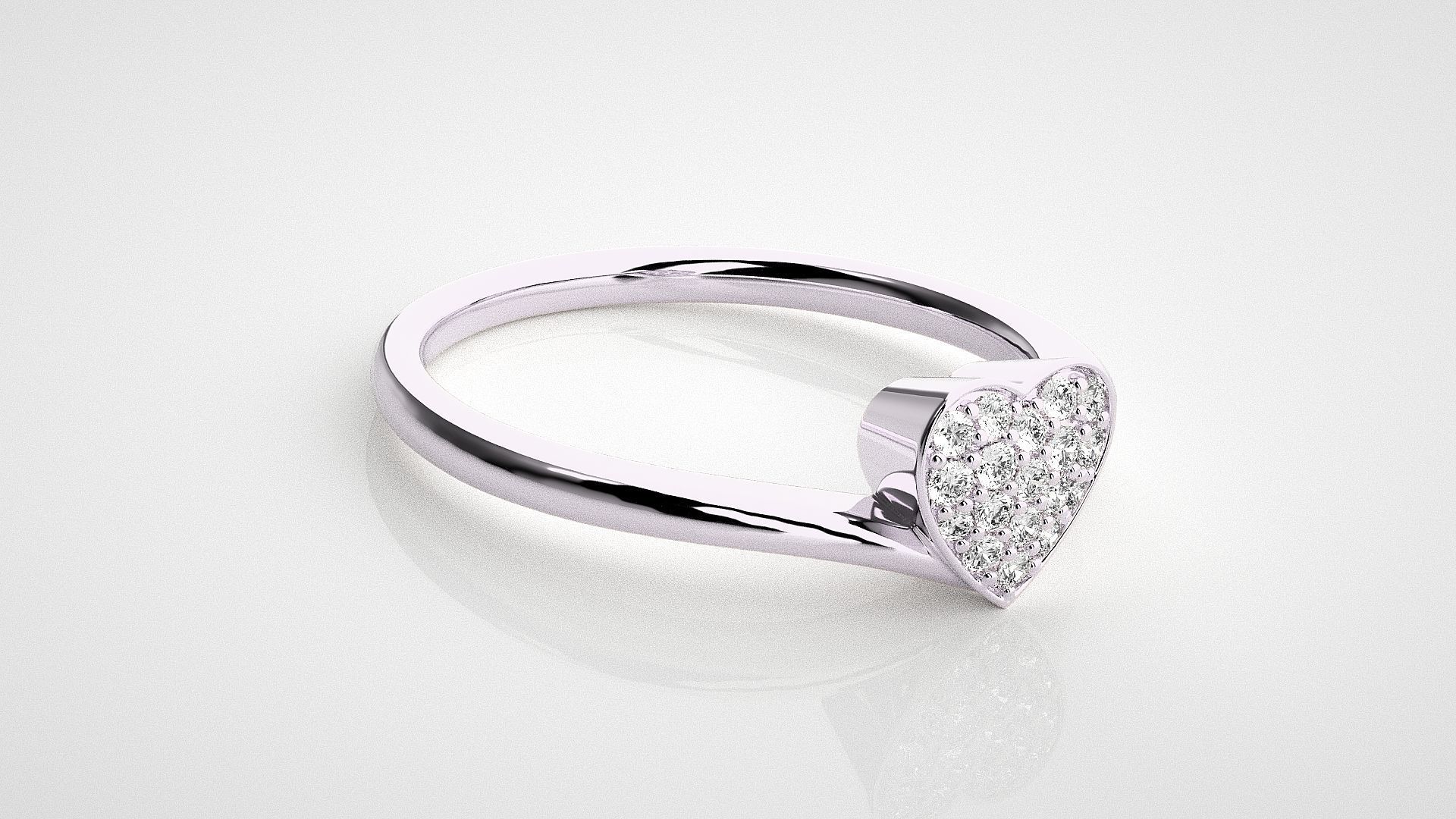 Heart Love Valentine Light wt diamond ring  in US RING SIZES 3D print model_9
