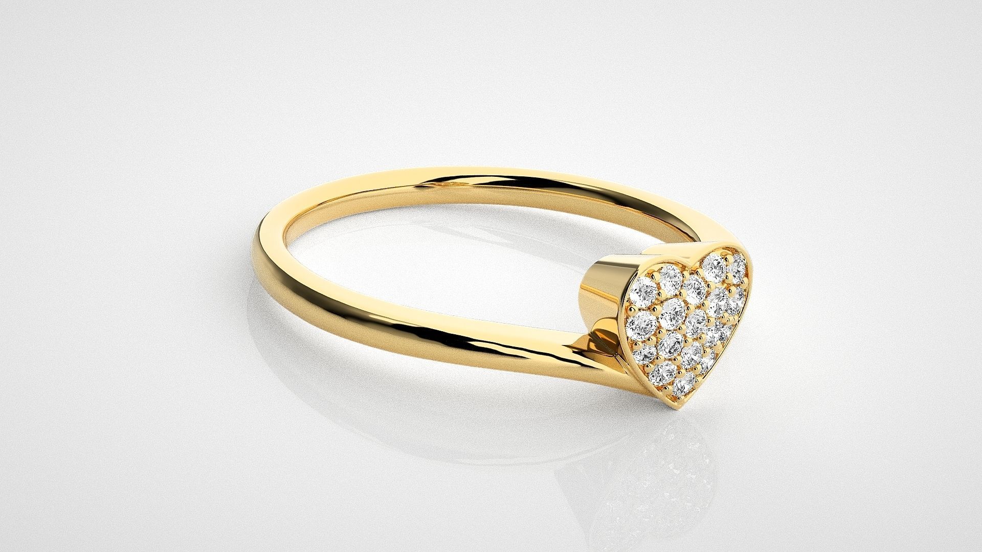 Heart Love Valentine Light wt diamond ring  in US RING SIZES 3D print model_15
