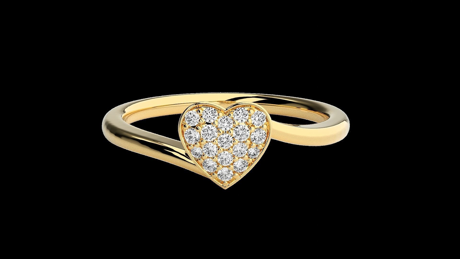 Heart Love Valentine Light wt diamond ring  in US RING SIZES 3D print model_17
