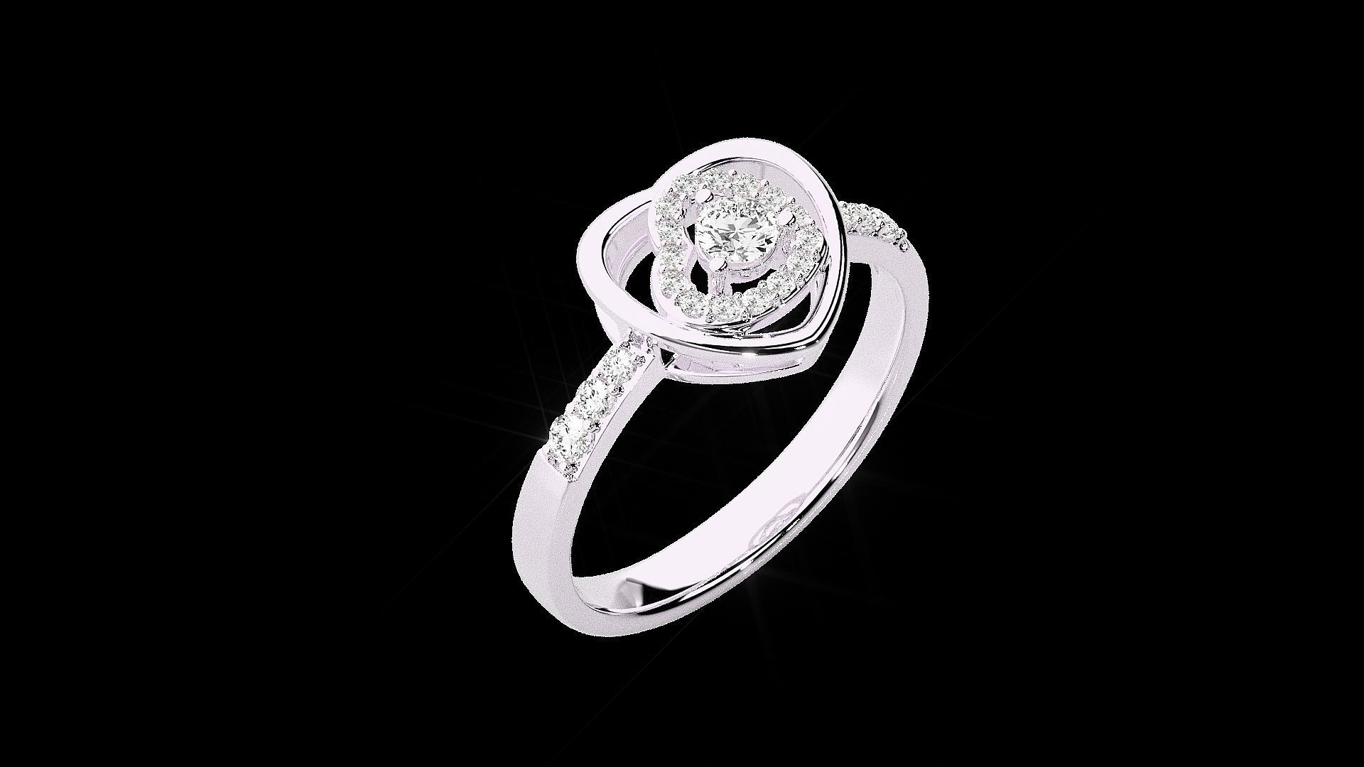 Heart Love Valentine Light wt diamond ring 3dm stl renders 3D print model_12