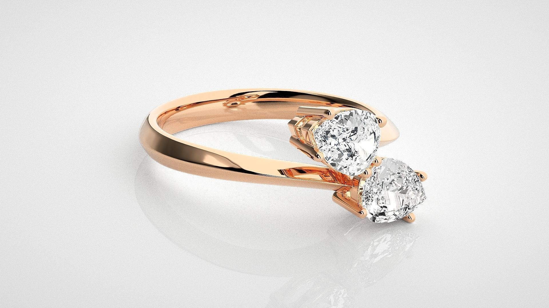 Dual Pear diamond ring 3dm stl renders details 3D print model_1