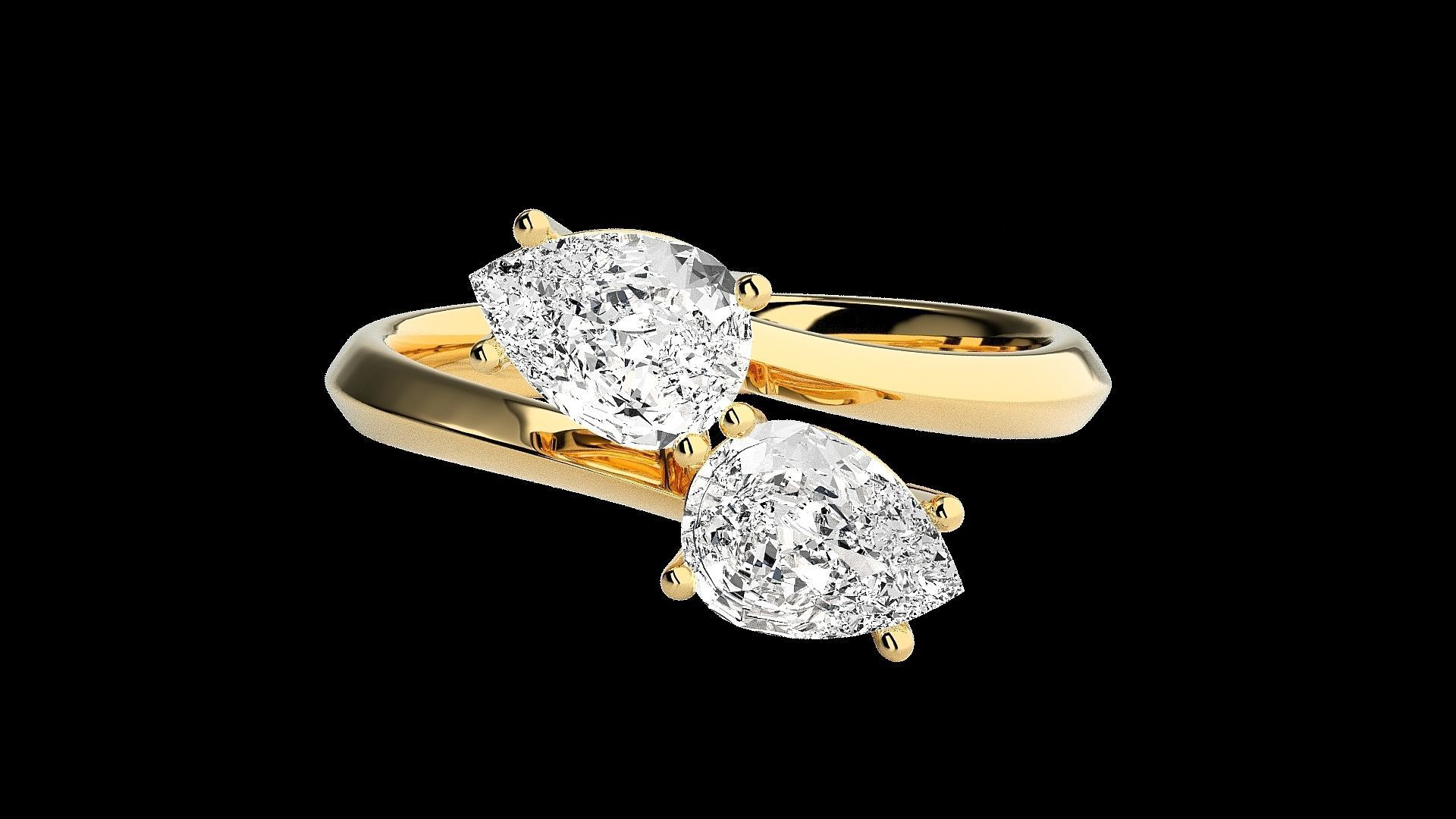 Dual Pear diamond ring 3dm stl renders details 3D print model_16