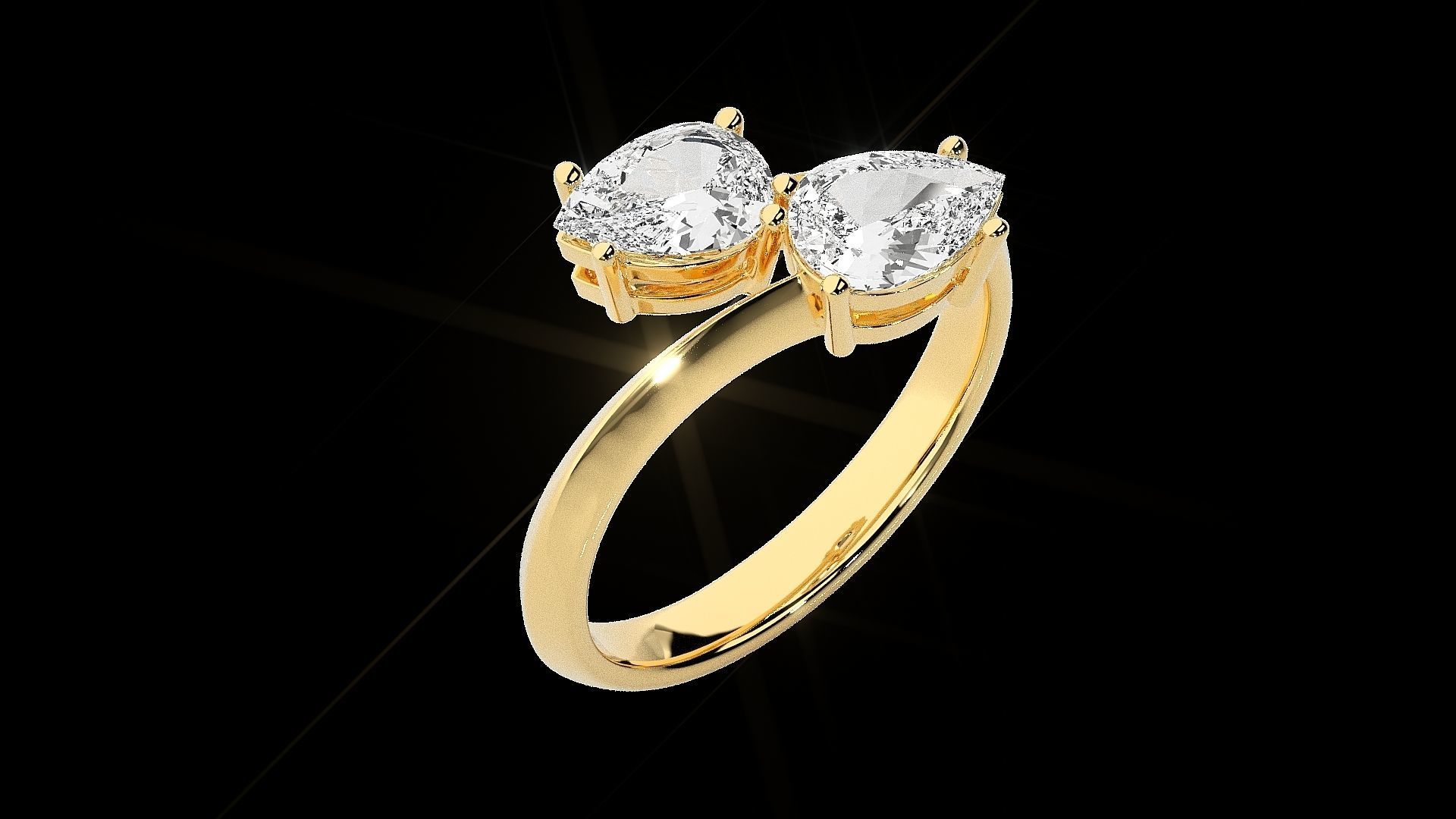 Dual Pear diamond ring 3dm stl renders details 3D print model_18