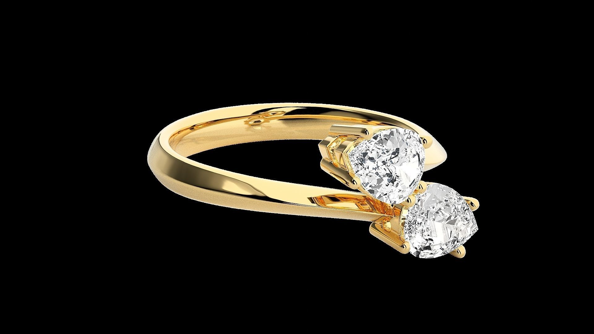Dual Pear diamond ring 3dm stl renders details 3D print model_17