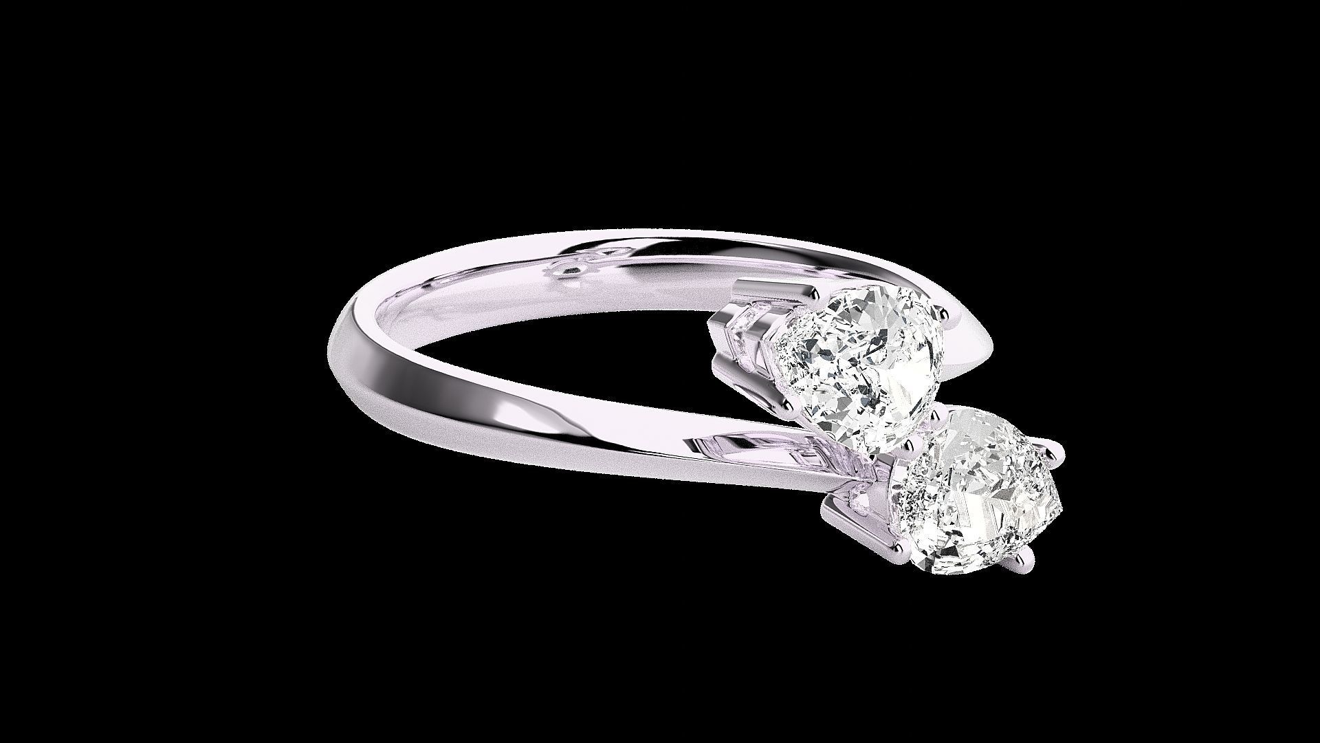 Dual Pear diamond ring 3dm stl renders details 3D print model_11