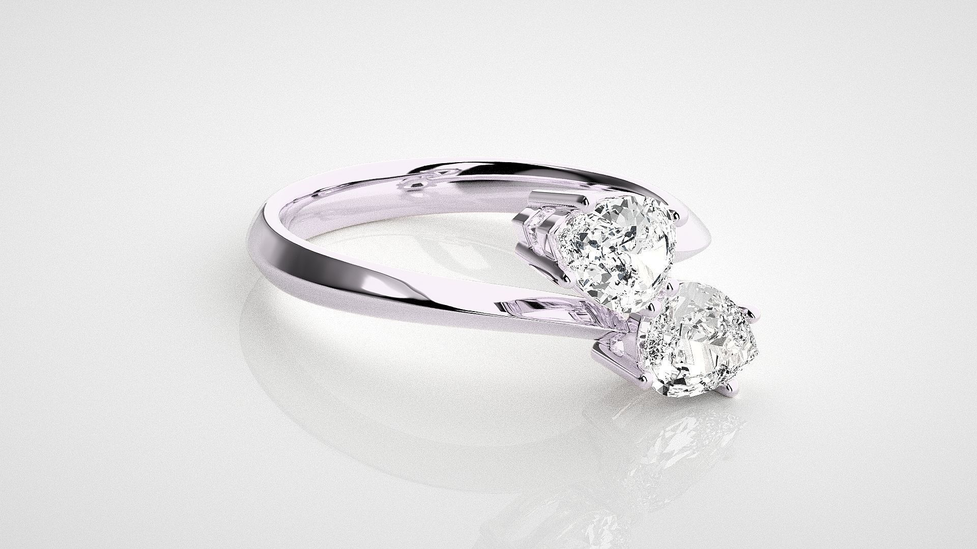 Dual Pear diamond ring 3dm stl renders details 3D print model_8