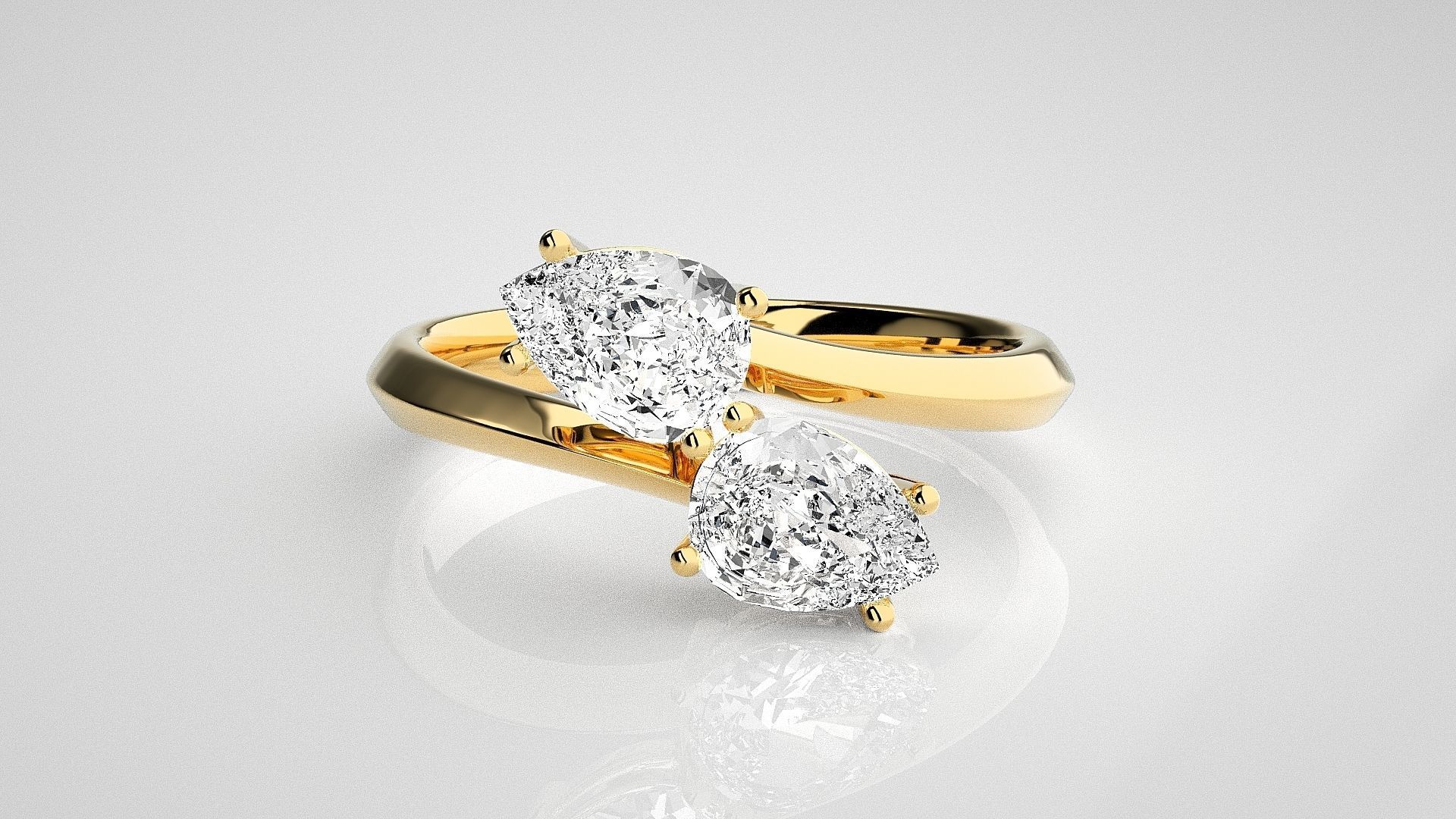 Dual Pear diamond ring 3dm stl renders details 3D print model_13