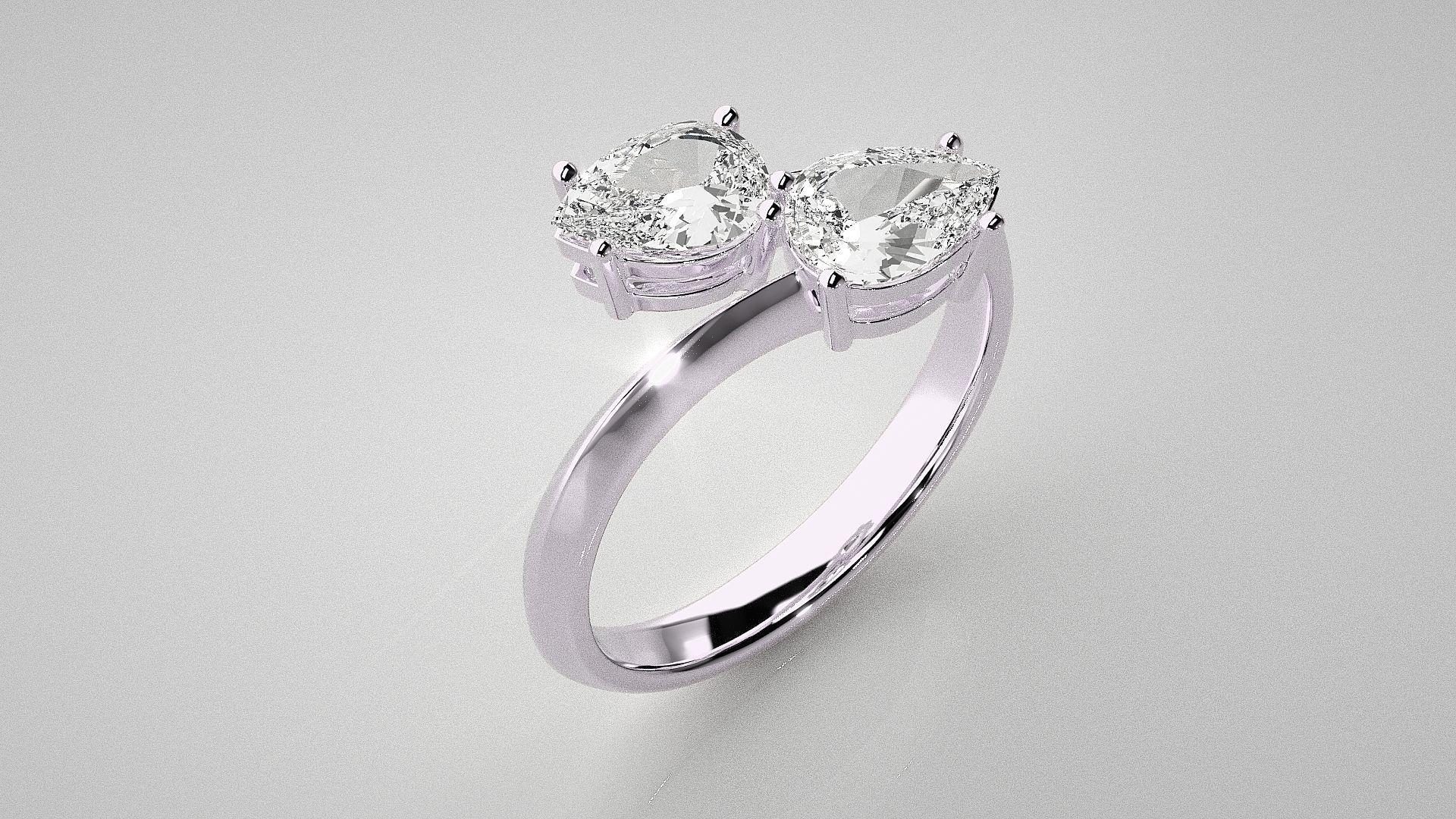 Dual Pear diamond ring 3dm stl renders details 3D print model_9