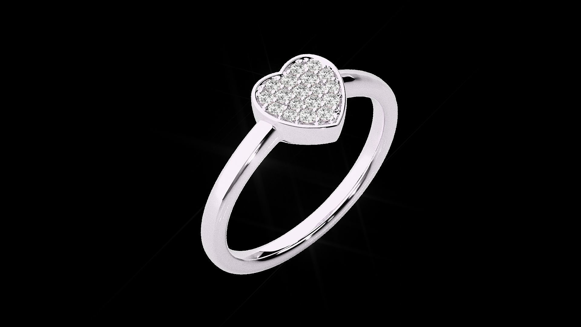 Heart Love Valentine Light wt diamond ring 3dm stl renders 3D print model_12