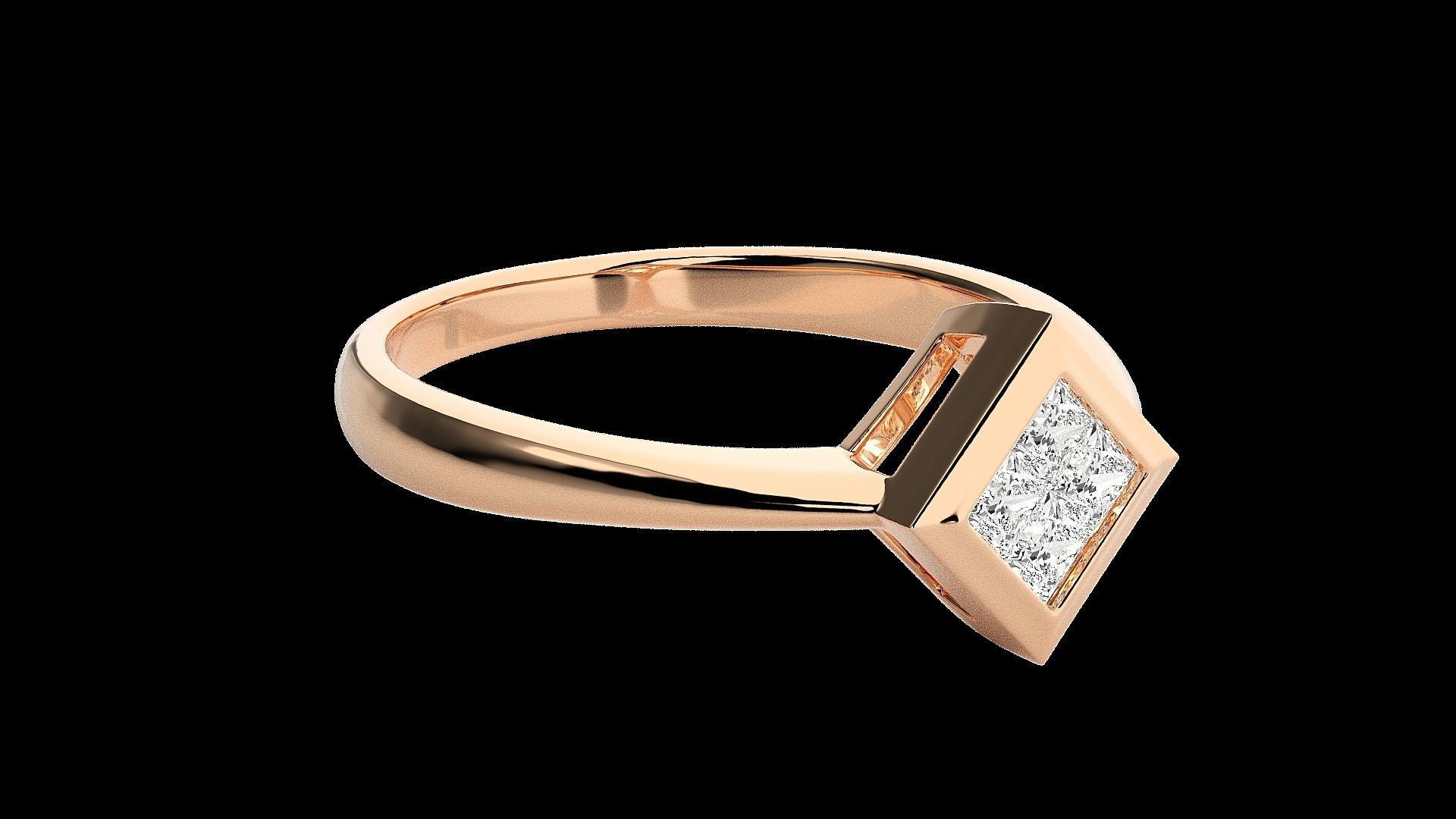 Princess Light wt diamond ring 3dm stl renders details 3D print model_5