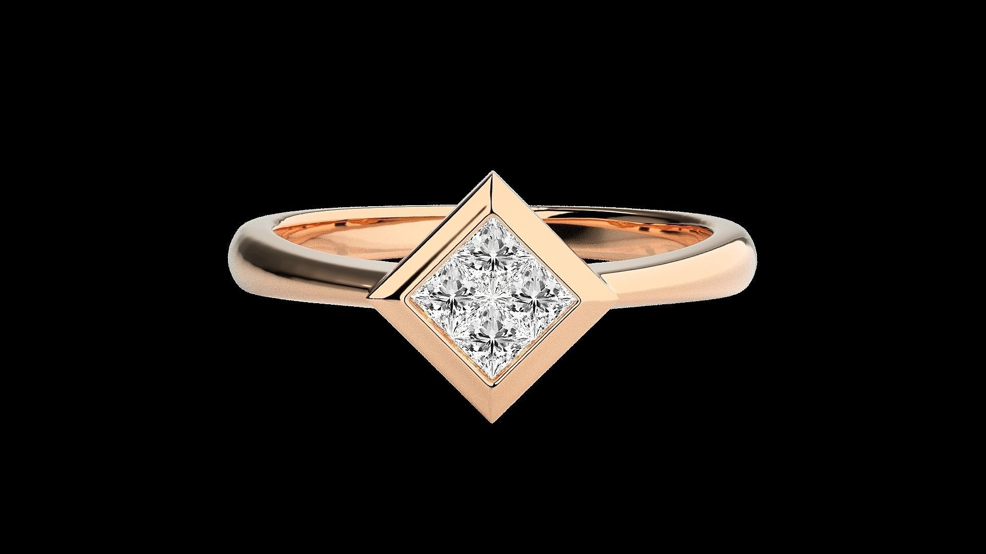 Princess Light wt diamond ring 3dm stl renders details 3D print model_4