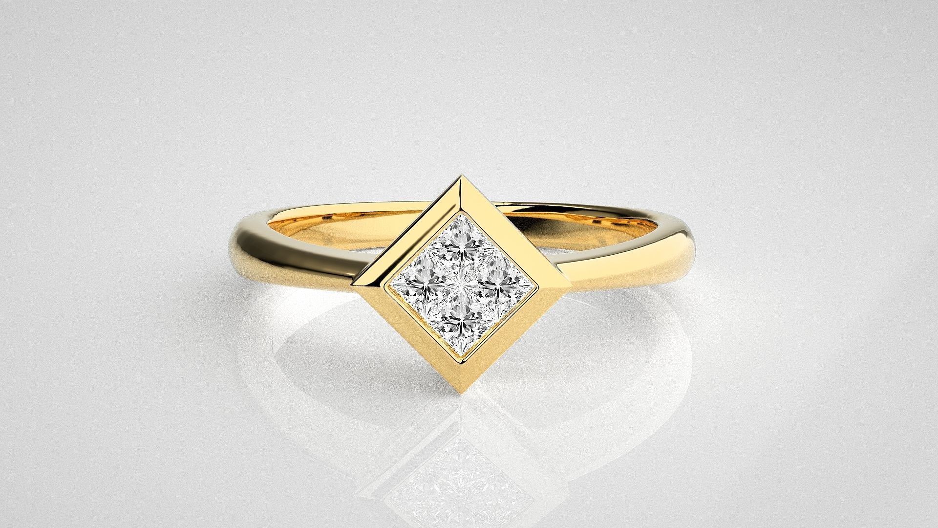 Princess Light wt diamond ring 3dm stl renders details 3D print model_13