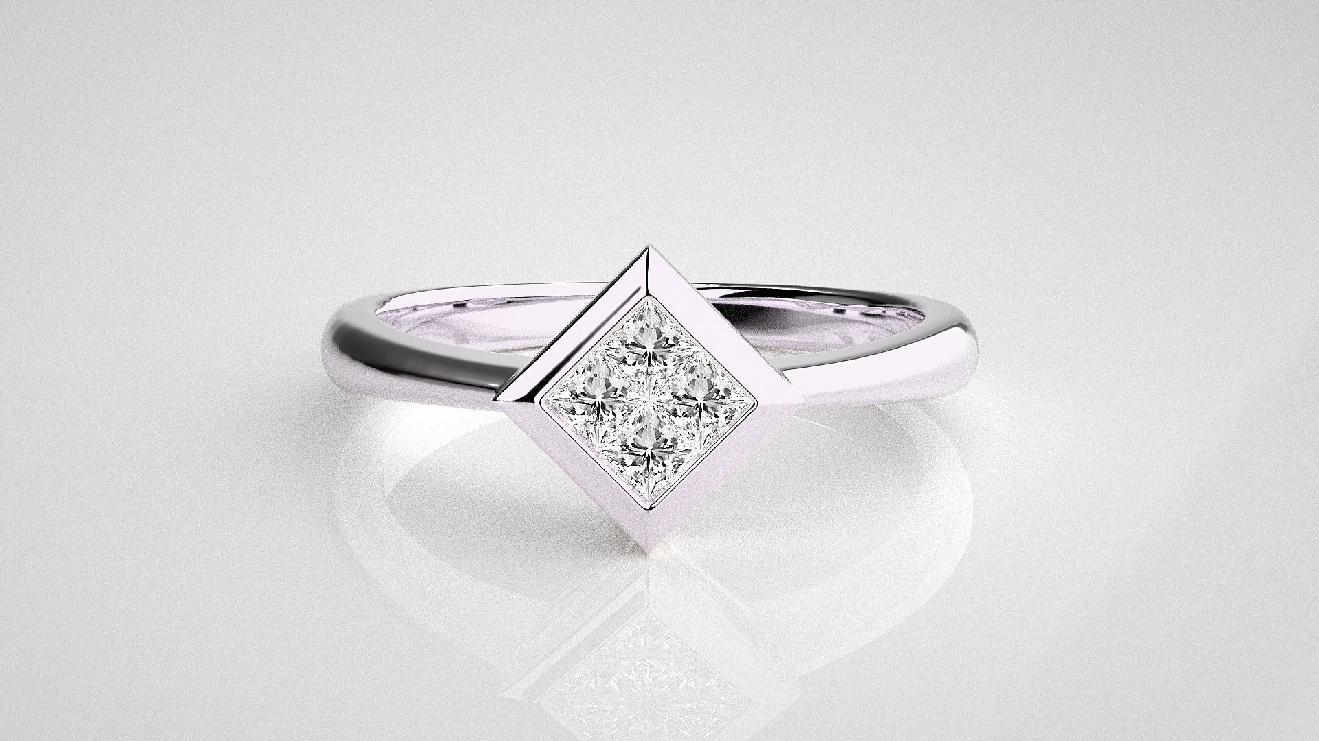 Princess Light wt diamond ring 3dm stl renders details 3D print model_7