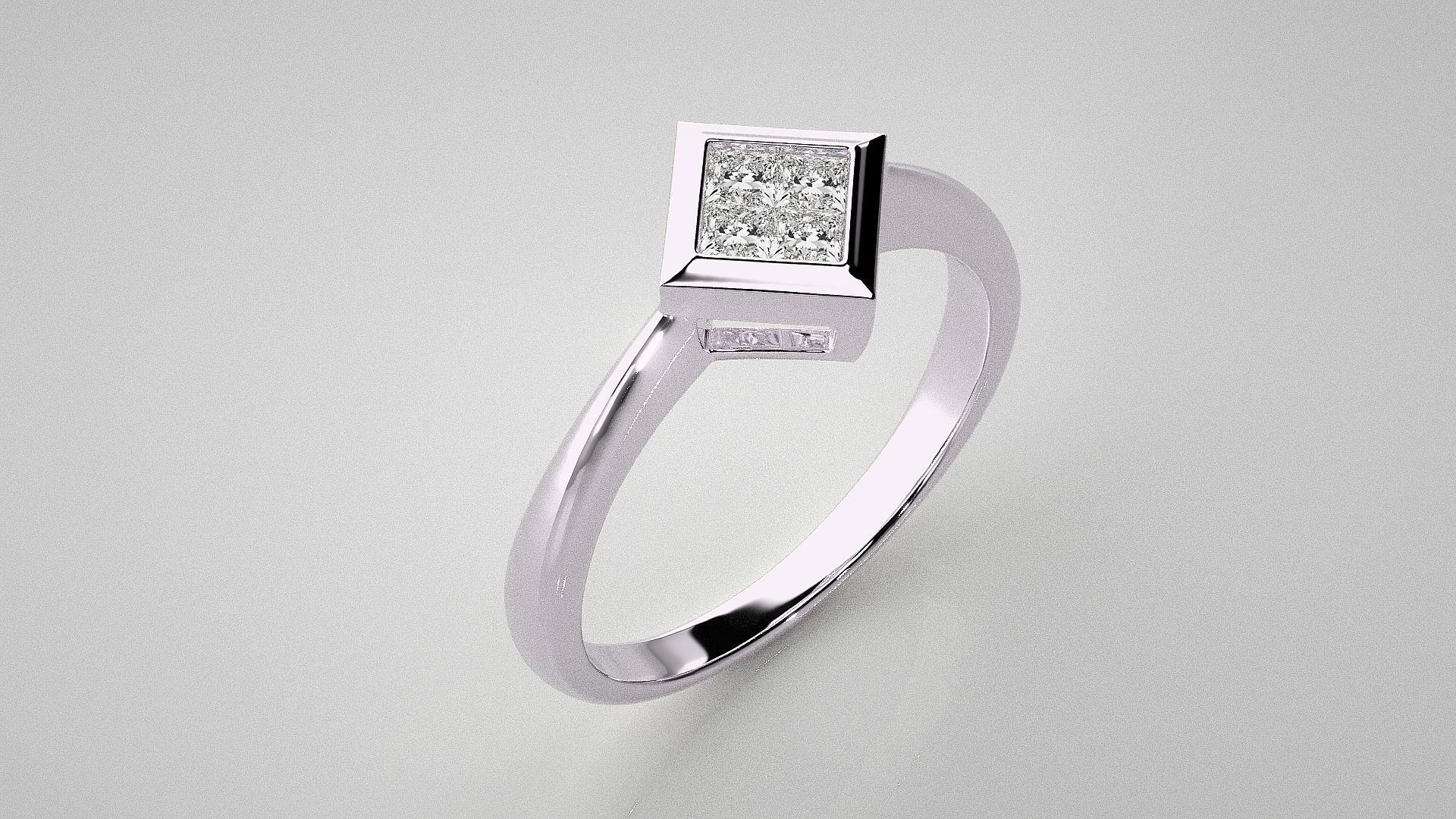 Princess Light wt diamond ring 3dm stl renders details 3D print model_9