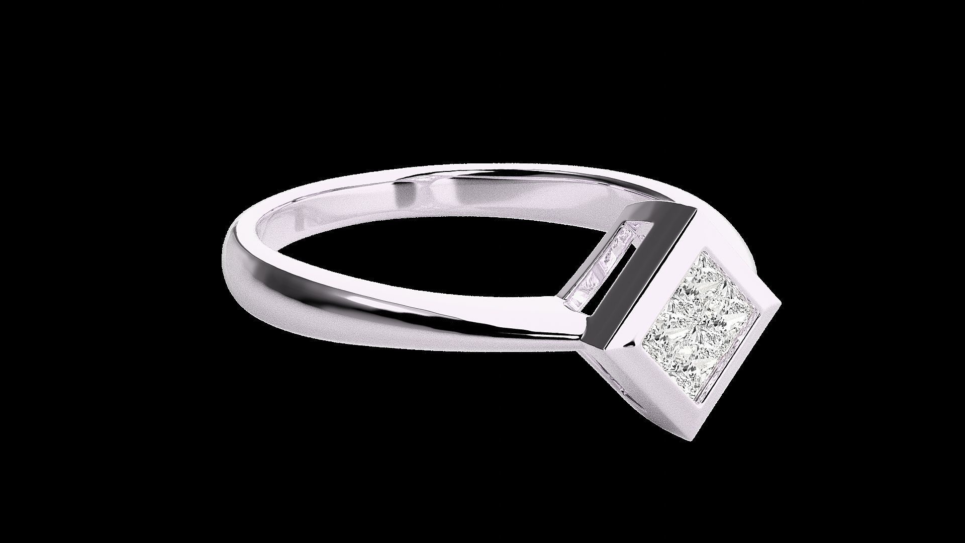 Princess Light wt diamond ring 3dm stl renders details 3D print model_11