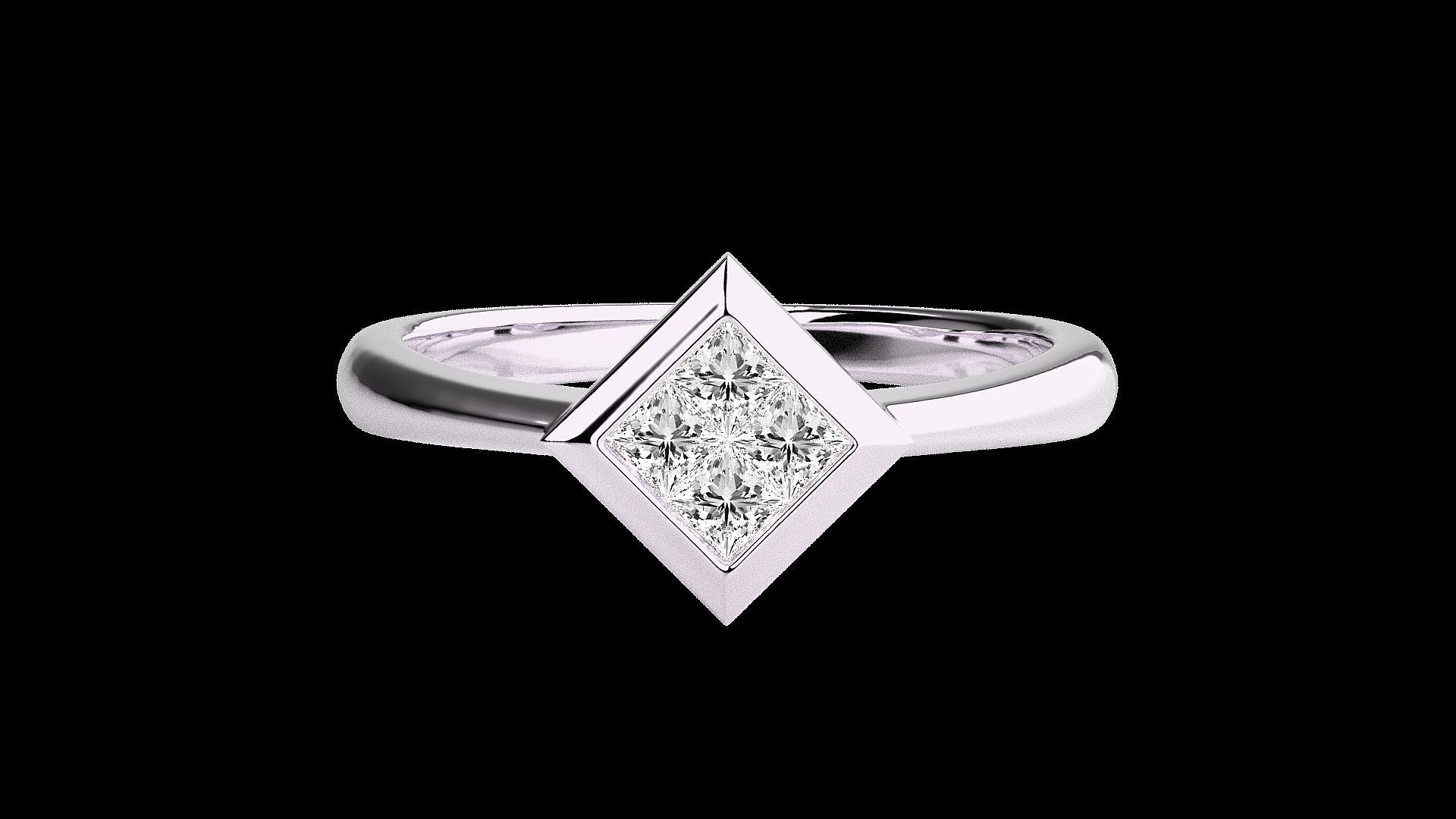 Princess Light wt diamond ring 3dm stl renders details 3D print model_10