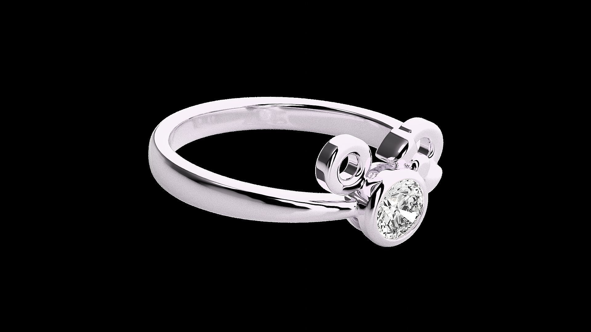 Couple Bow Tie Light wt diamond ring 3dm stl renders details 3D print model_11