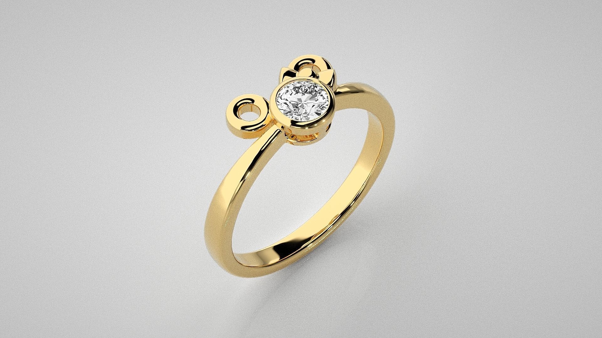 Couple Bow Tie Light wt diamond ring 3dm stl renders details 3D print model_15