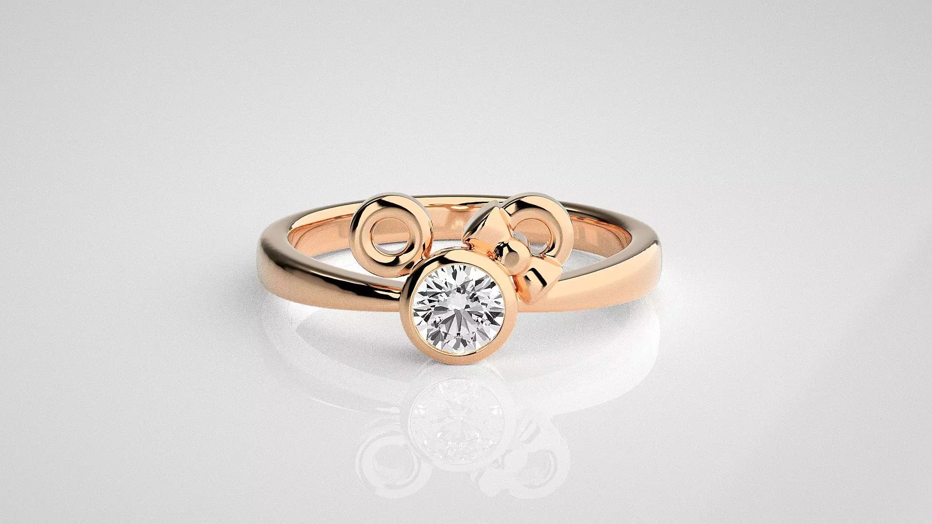 Couple Bow Tie Light wt diamond ring 3dm stl renders details 3D print model_0