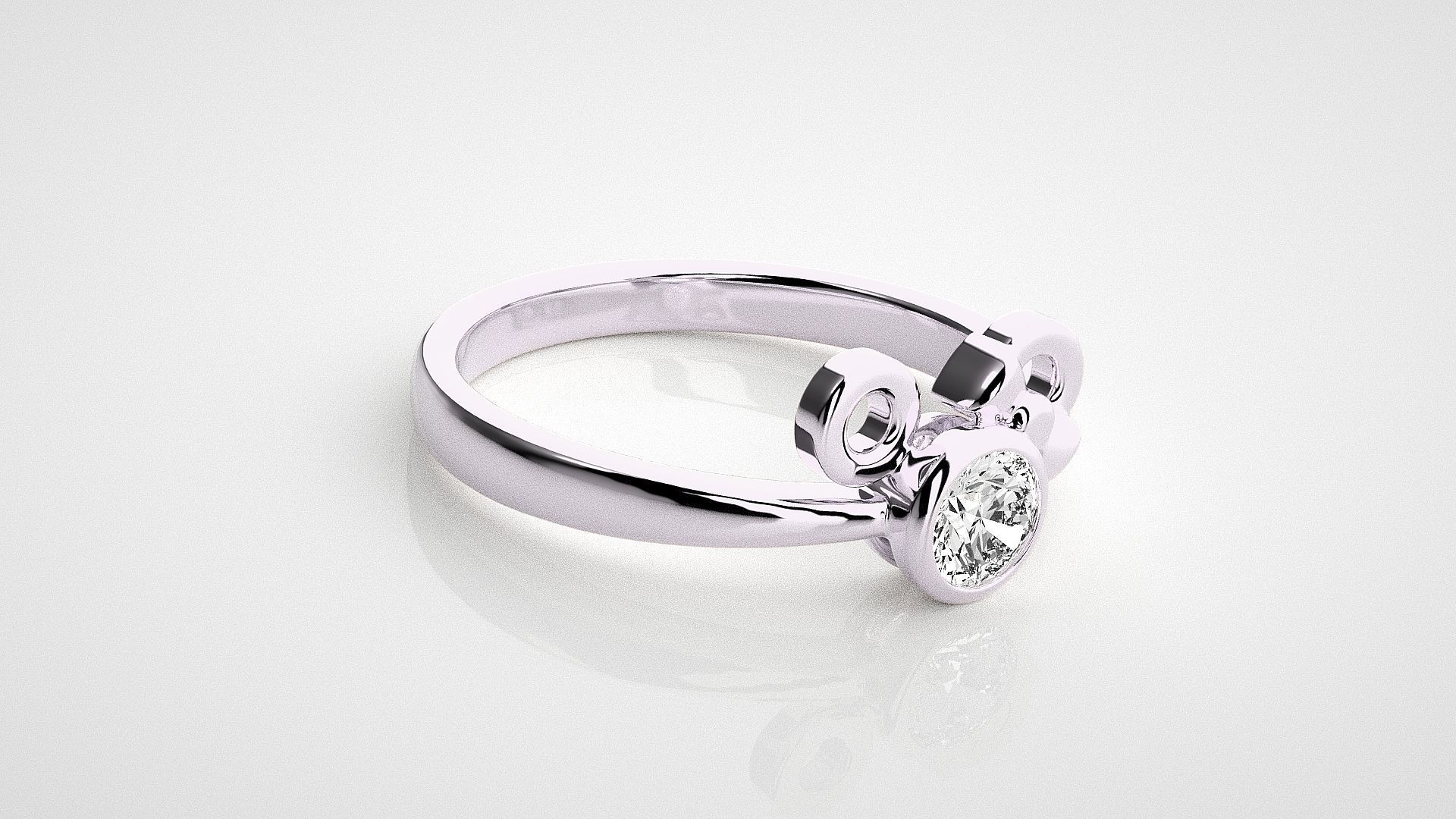 Couple Bow Tie Light wt diamond ring 3dm stl renders details 3D print model_8