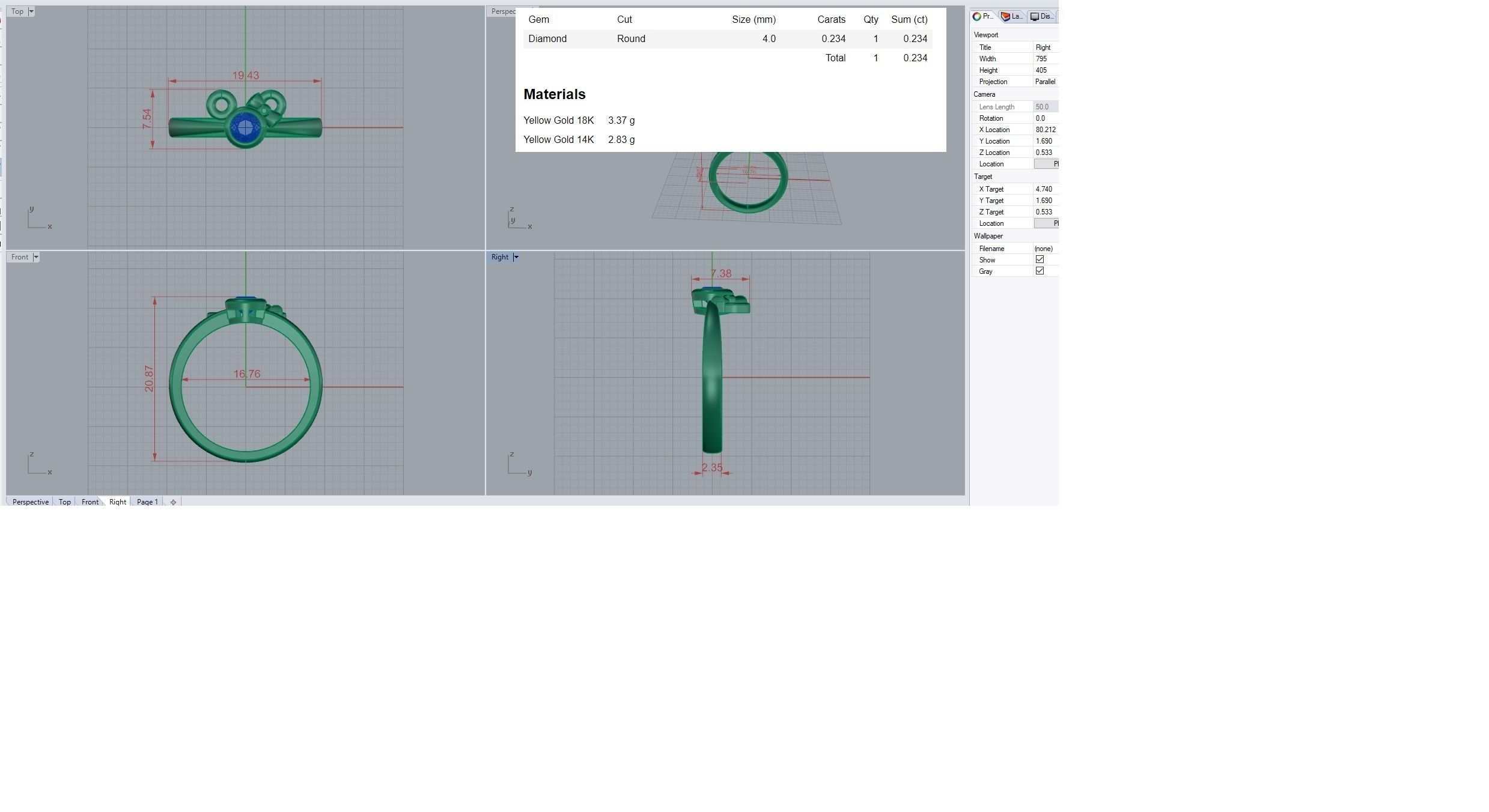 Couple Bow Tie Light wt diamond ring 3dm stl renders details 3D print model_4