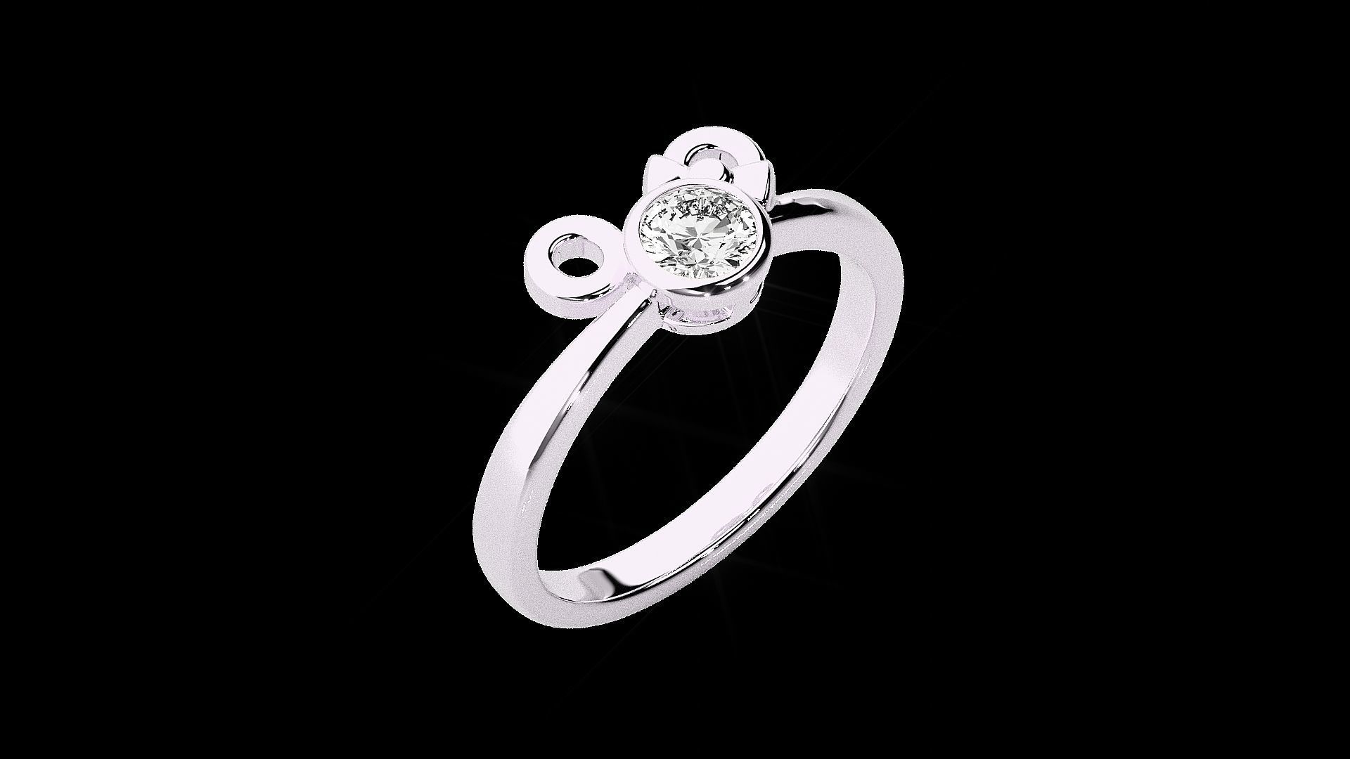 Couple Bow Tie Light wt diamond ring 3dm stl renders details 3D print model_12