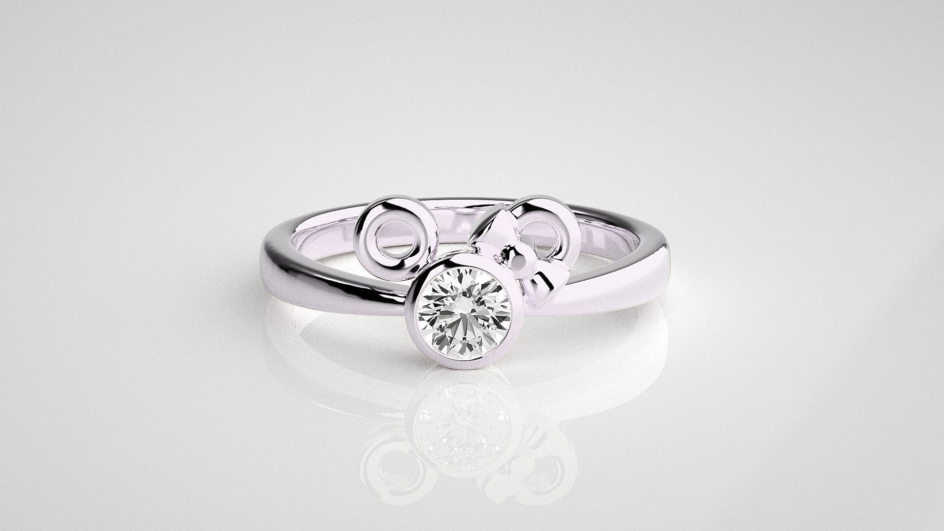 Couple Bow Tie Light wt diamond ring 3dm stl renders details 3D print model_7