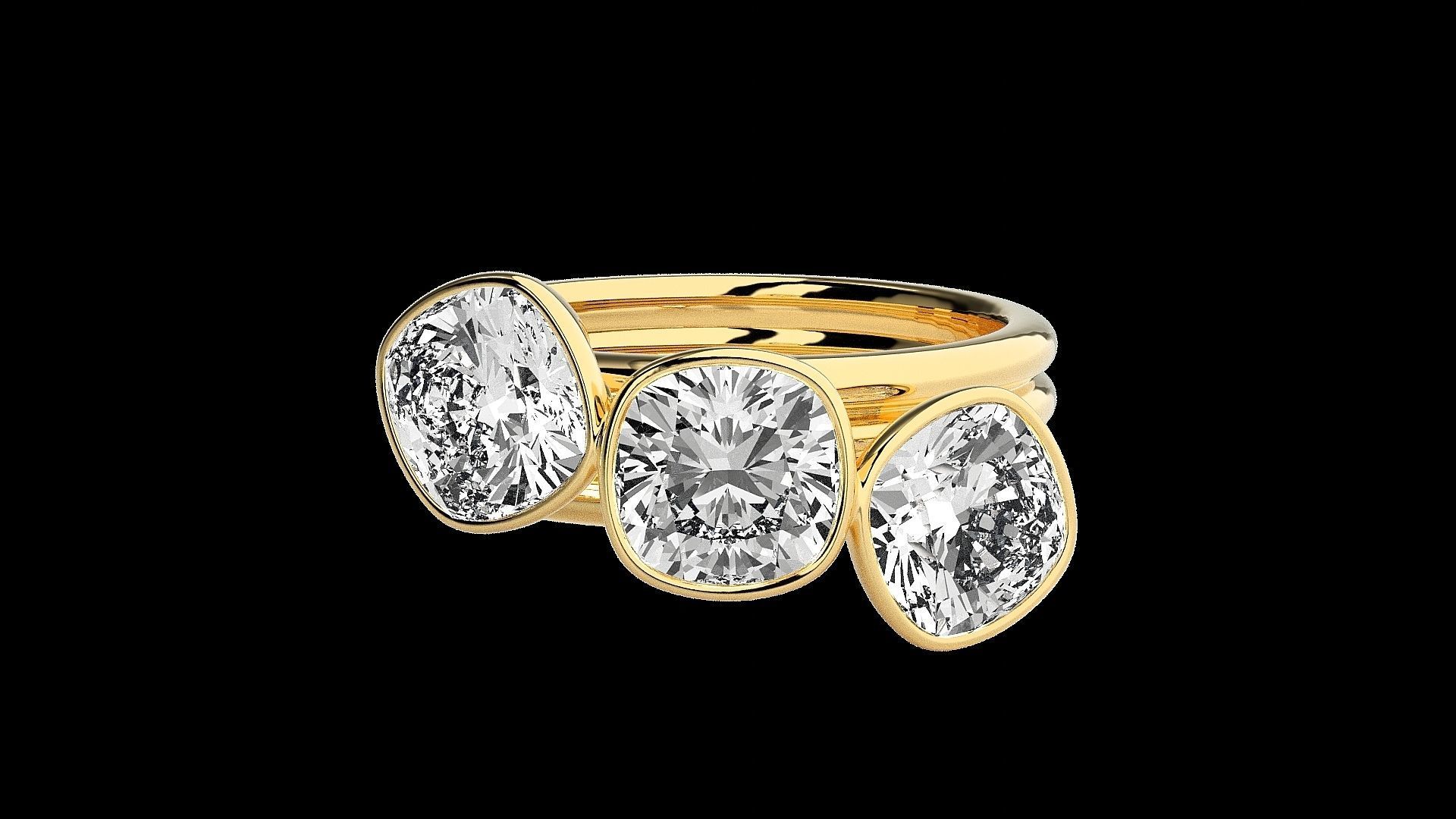 Tri Stackable Solitaire diamond ring 3dm stl renders details 3D print model_16