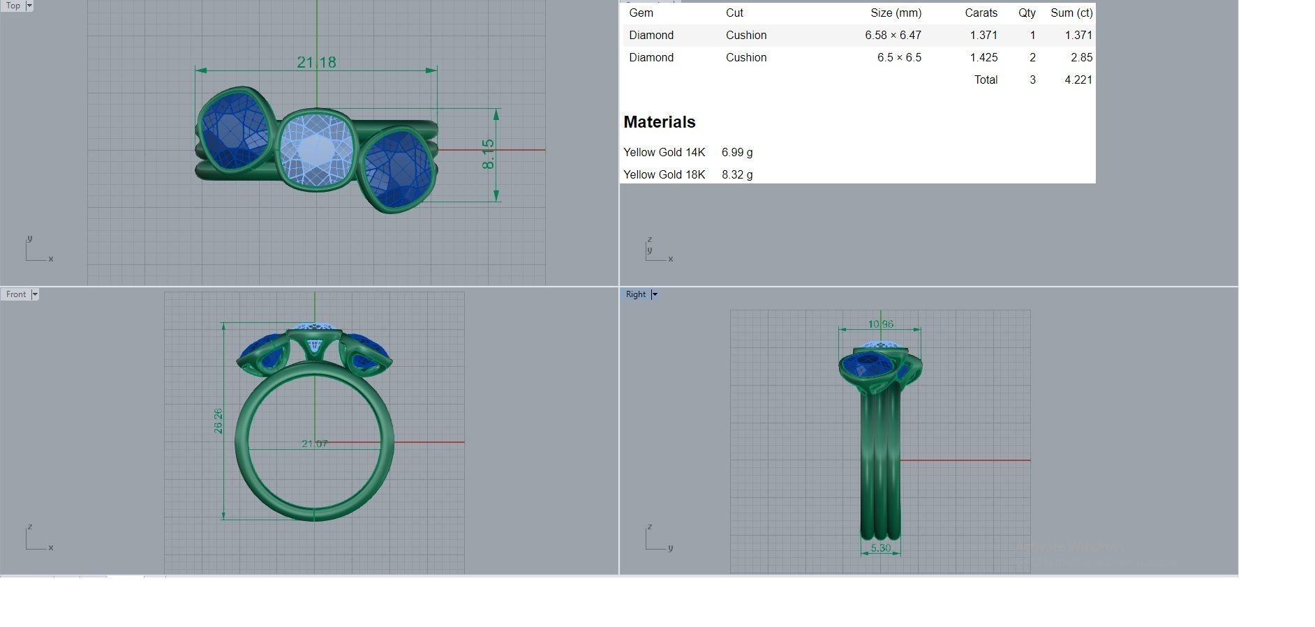 Tri Stackable Solitaire diamond ring 3dm stl renders details 3D print model_4