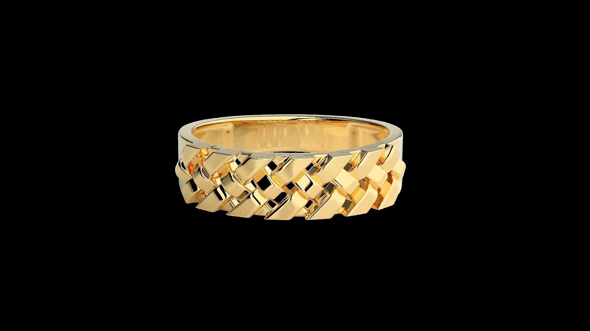 Cuban chain Light wt Plain Gold ring 3dm stl renders details 3D print model_16