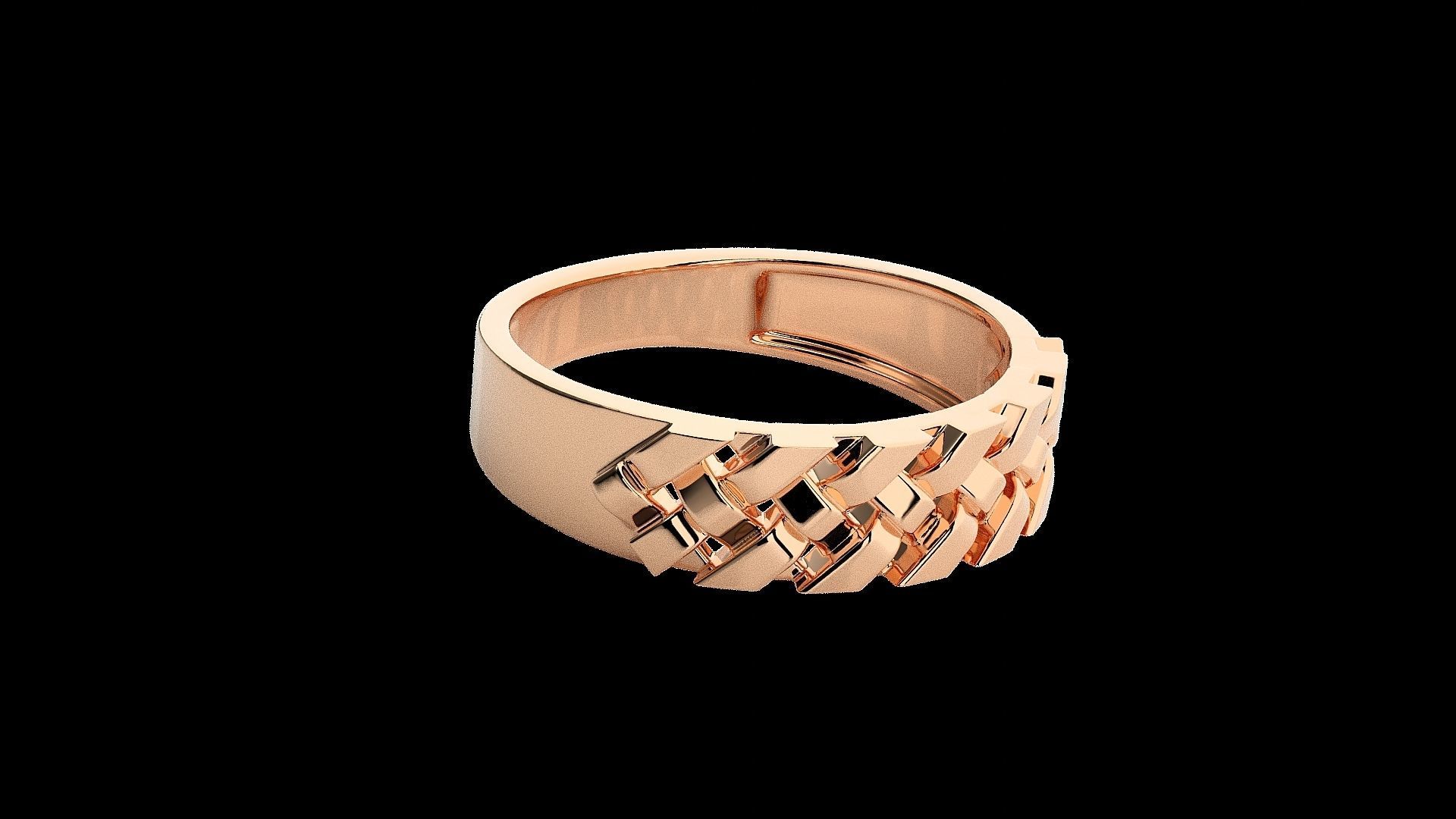 Cuban chain Light wt Plain Gold ring 3dm stl renders details 3D print model_5