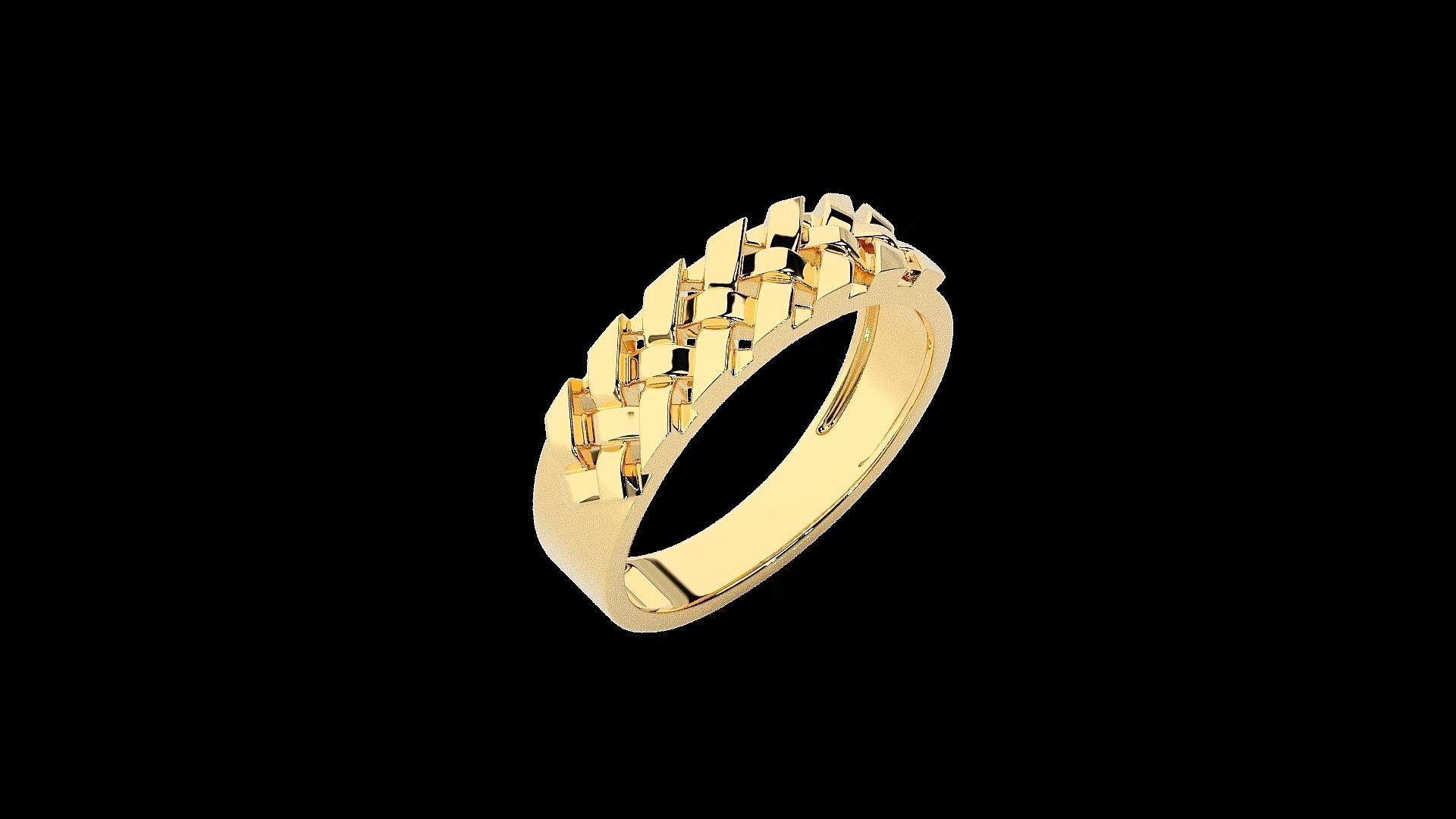 Cuban chain Light wt Plain Gold ring 3dm stl renders details 3D print model_18