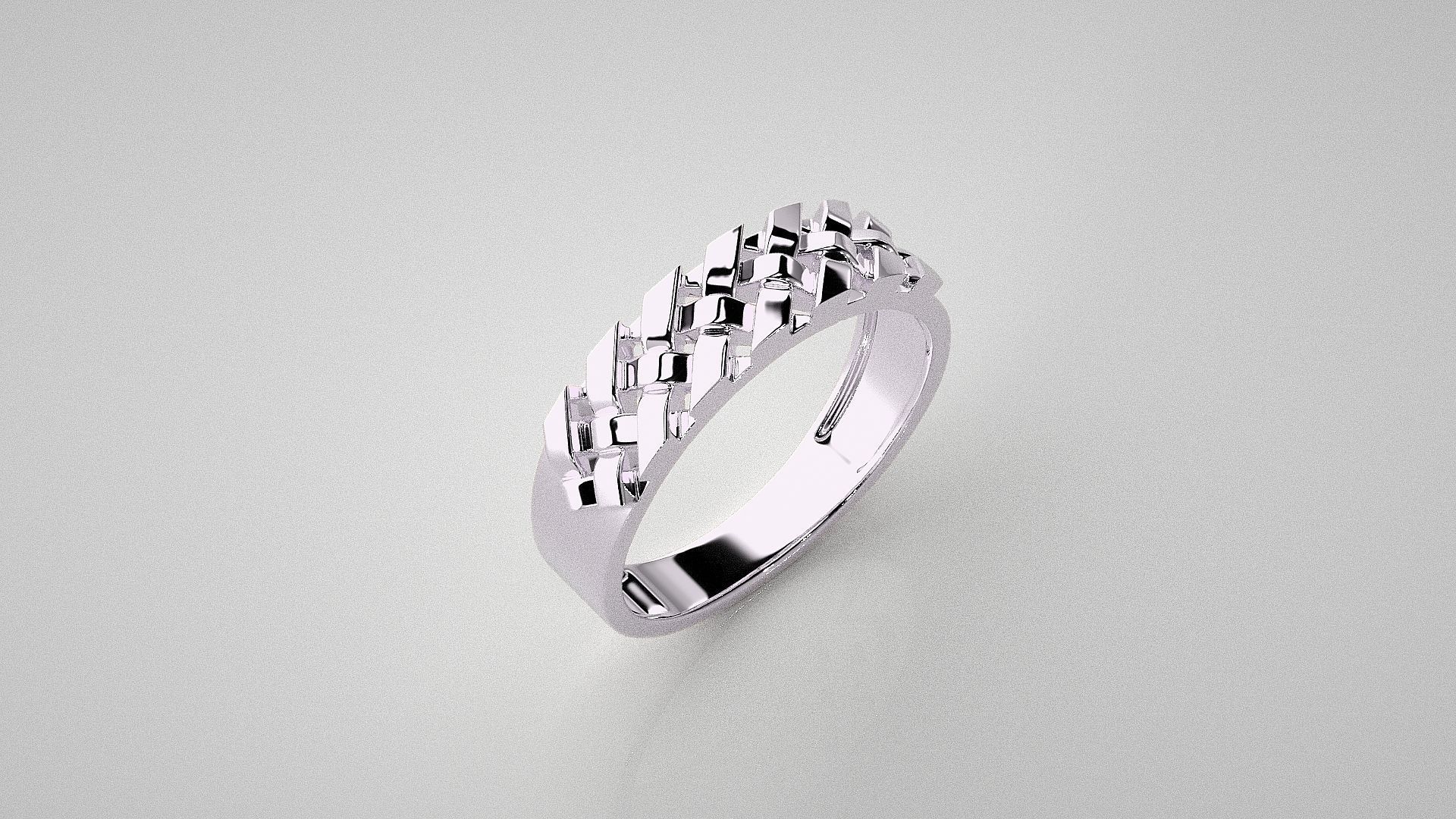 Cuban chain Light wt Plain Gold ring 3dm stl renders details 3D print model_9