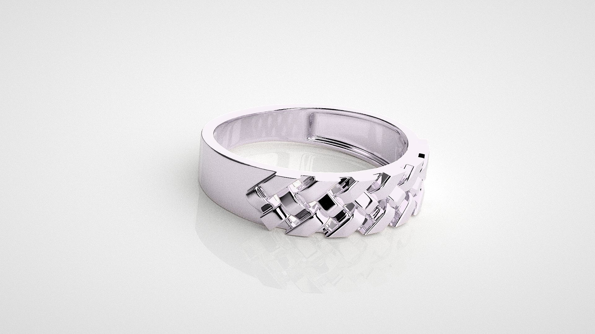 Cuban chain Light wt Plain Gold ring 3dm stl renders details 3D print model_8