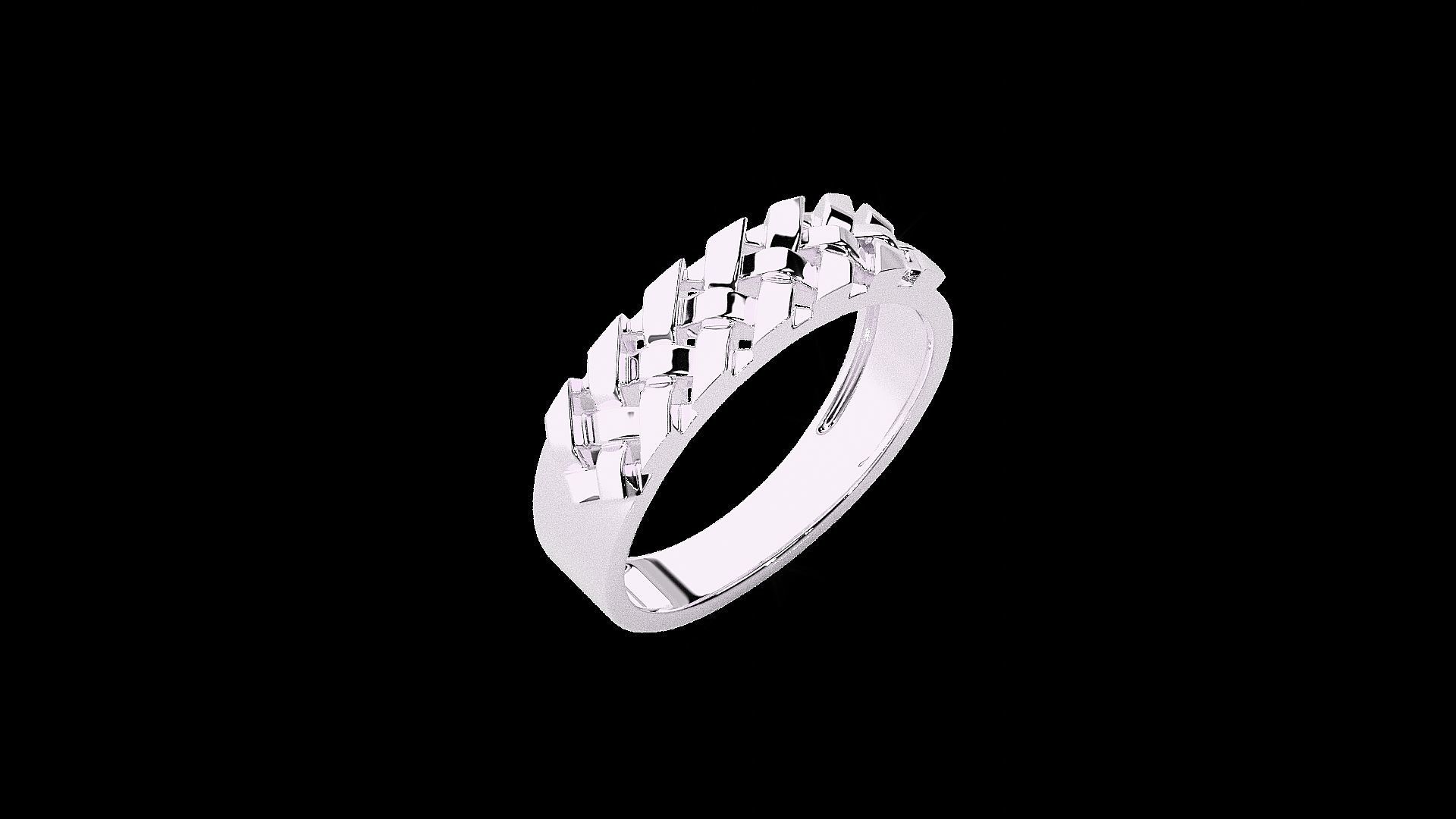 Cuban chain Light wt Plain Gold ring 3dm stl renders details 3D print model_12