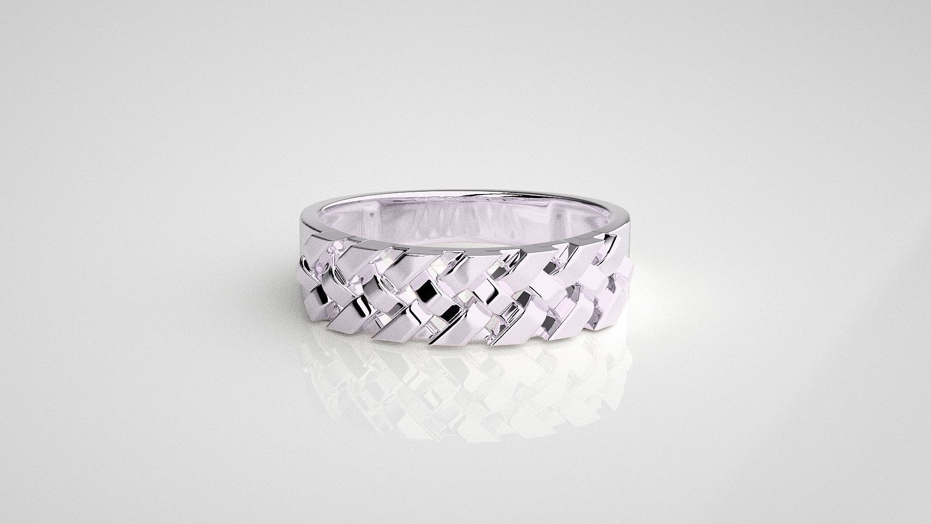 Cuban chain Light wt Plain Gold ring 3dm stl renders details 3D print model_7