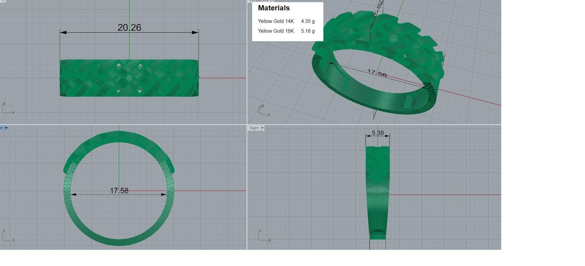 Cuban chain Light wt Plain Gold ring 3dm stl renders details 3D print model_4