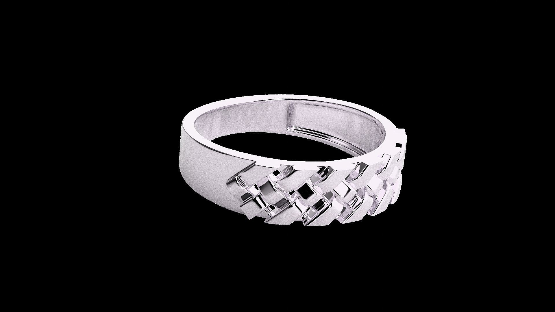 Cuban chain Light wt Plain Gold ring 3dm stl renders details 3D print model_11