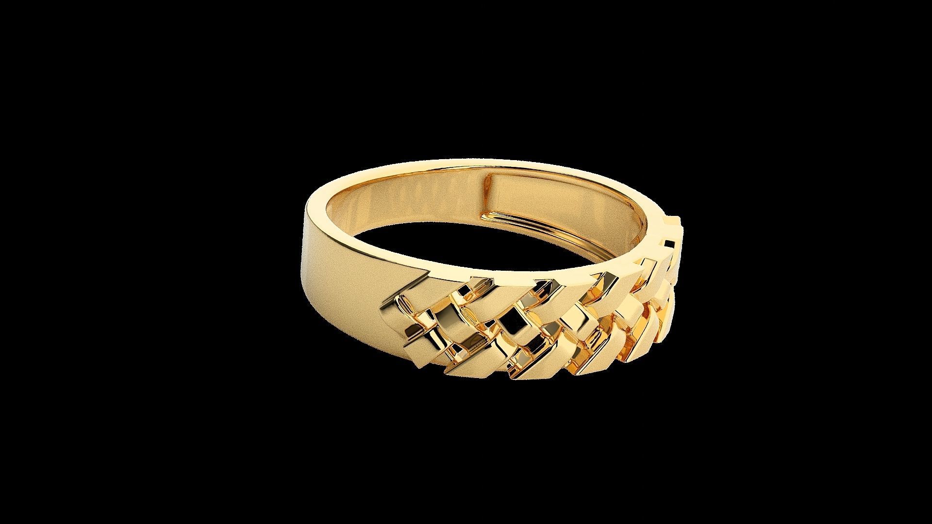 Cuban chain Light wt Plain Gold ring 3dm stl renders details 3D print model_17