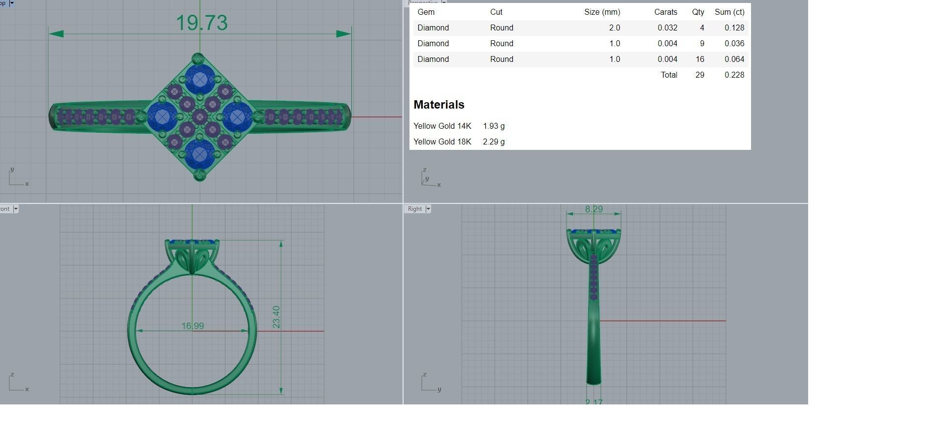 Light wt diamond ring 3dm stl renders details 3D print model_3