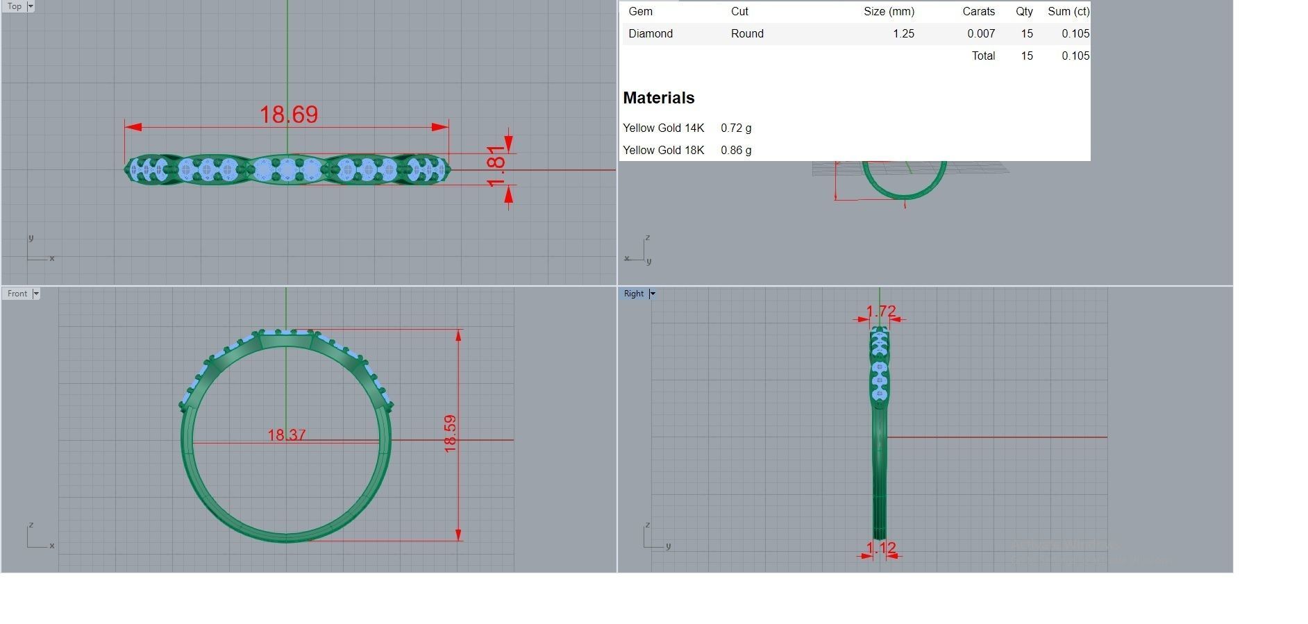 Light wt diamond ring 3dm stl renders details 3D print model_4