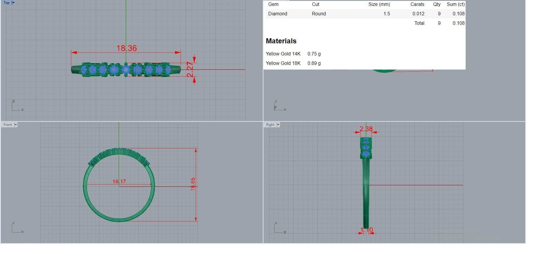 Light wt diamond ring 3dm stl renders details 3D print model_4