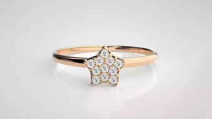 Star Light wt diamond head ring 3dm stl renders details